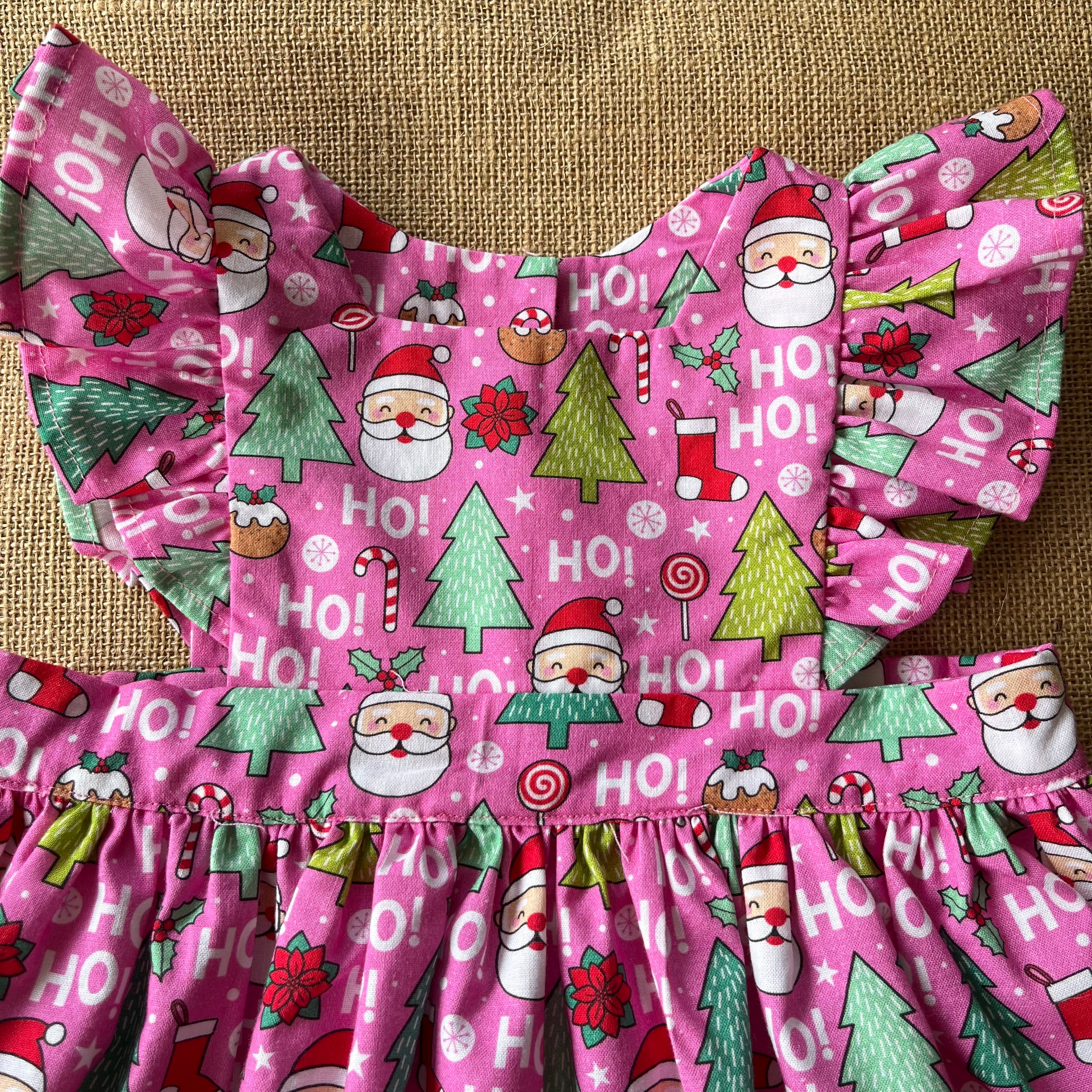 Christmas Pinafore Dress | Handmade Toddler Girls Outfit Pink