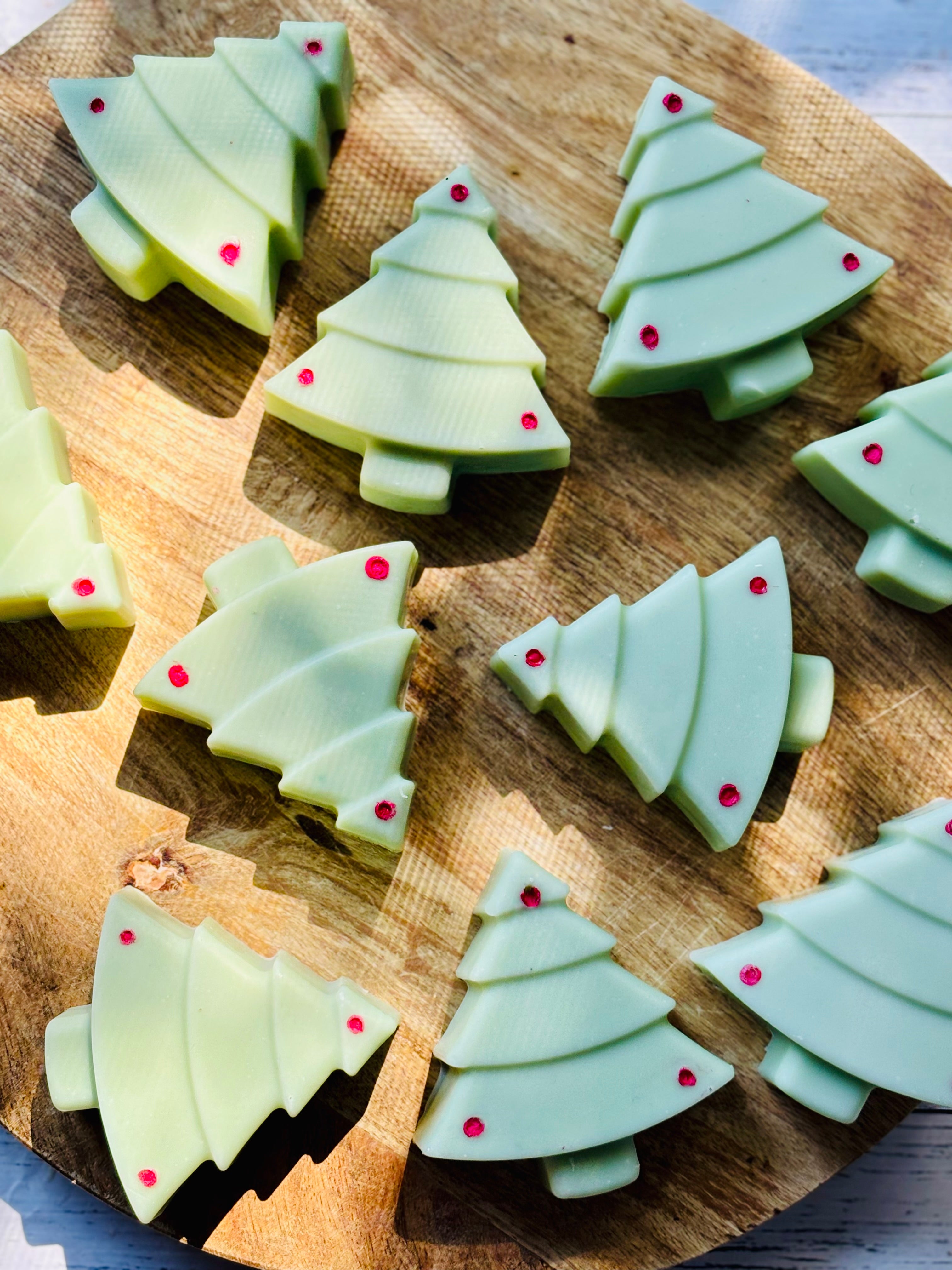 Christmas Tree Soap Bars - Festive-themed natural soap.