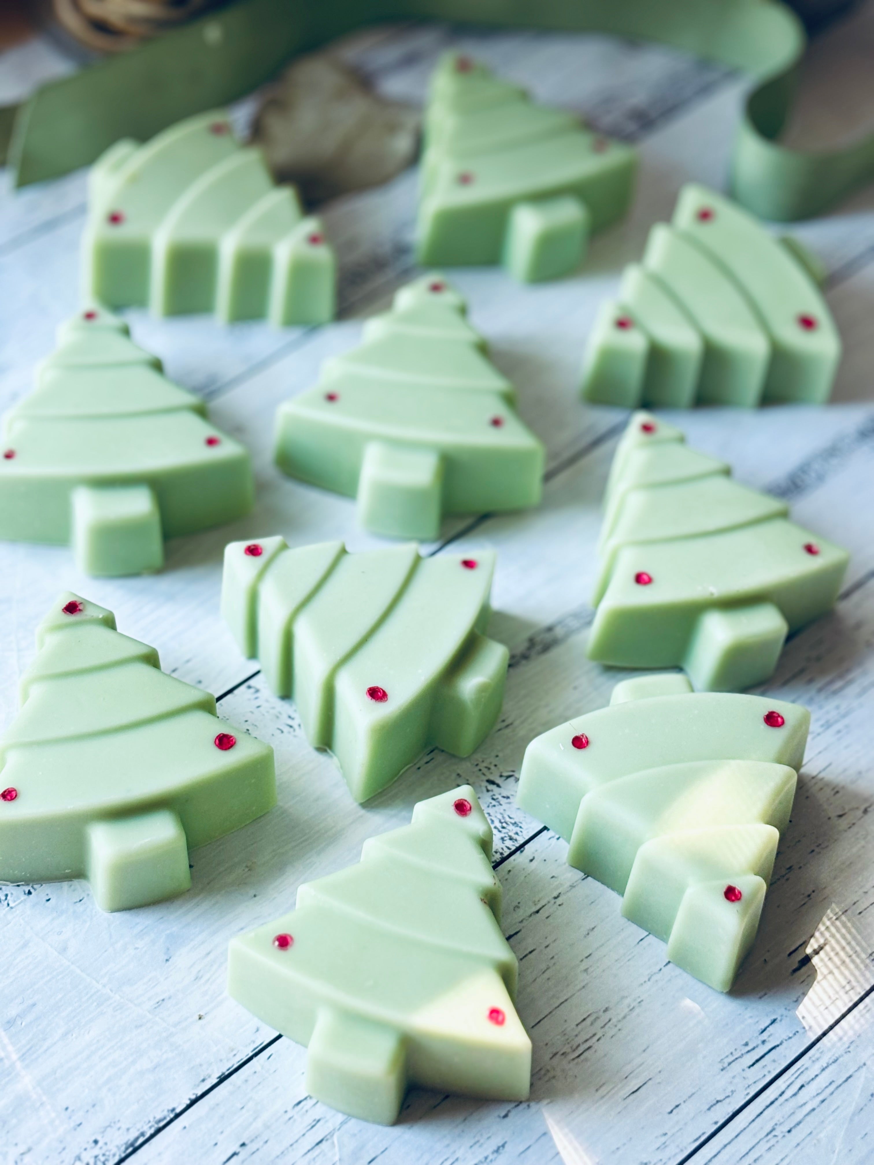 Christmas Tree Soap Bars - Festive-themed natural soap.