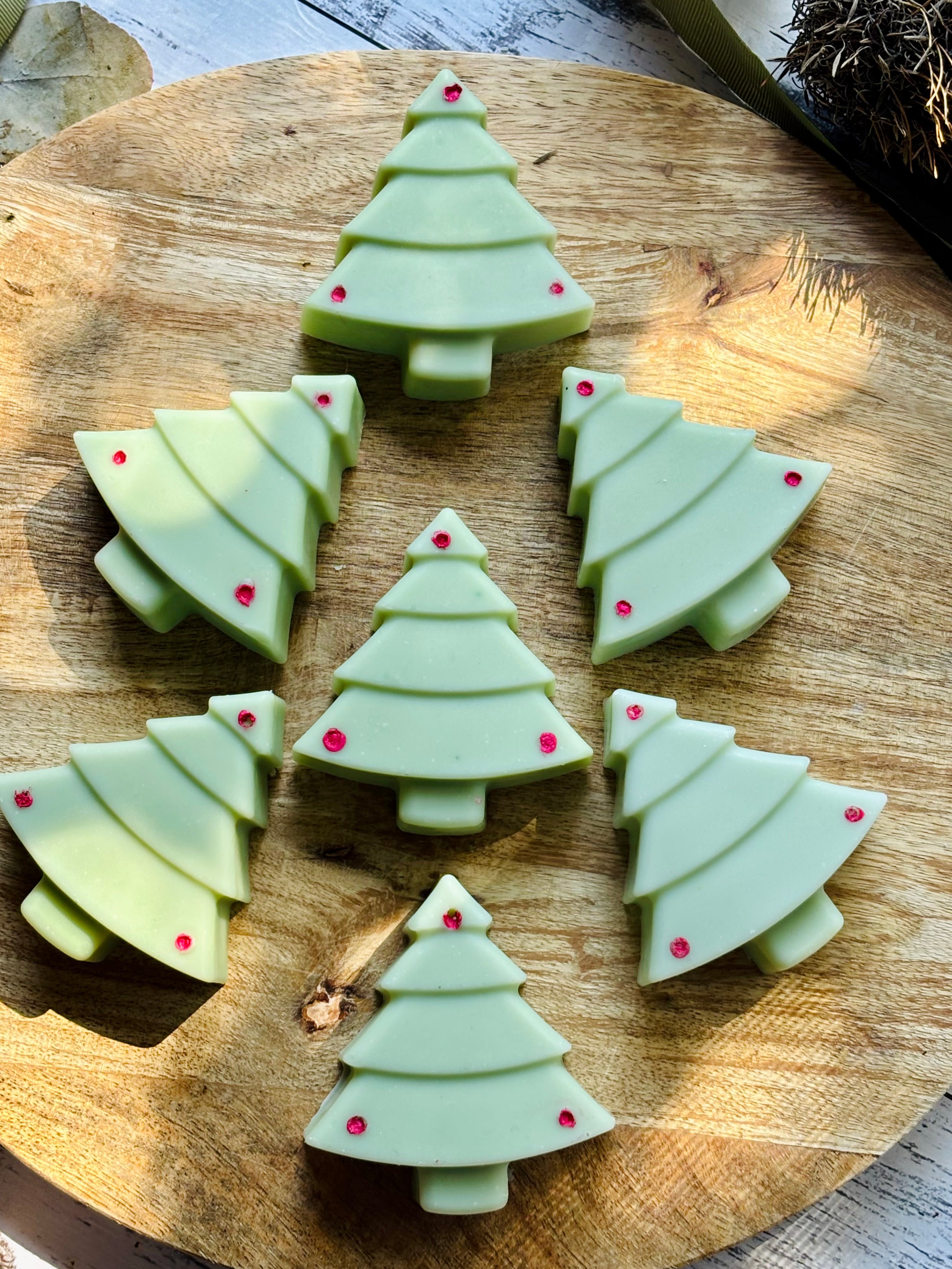 Christmas Tree Soap Bars - Festive-themed natural soap.