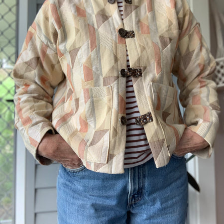 Cropped jacket/ upcycled quilt jacket/ size Ladies S/M