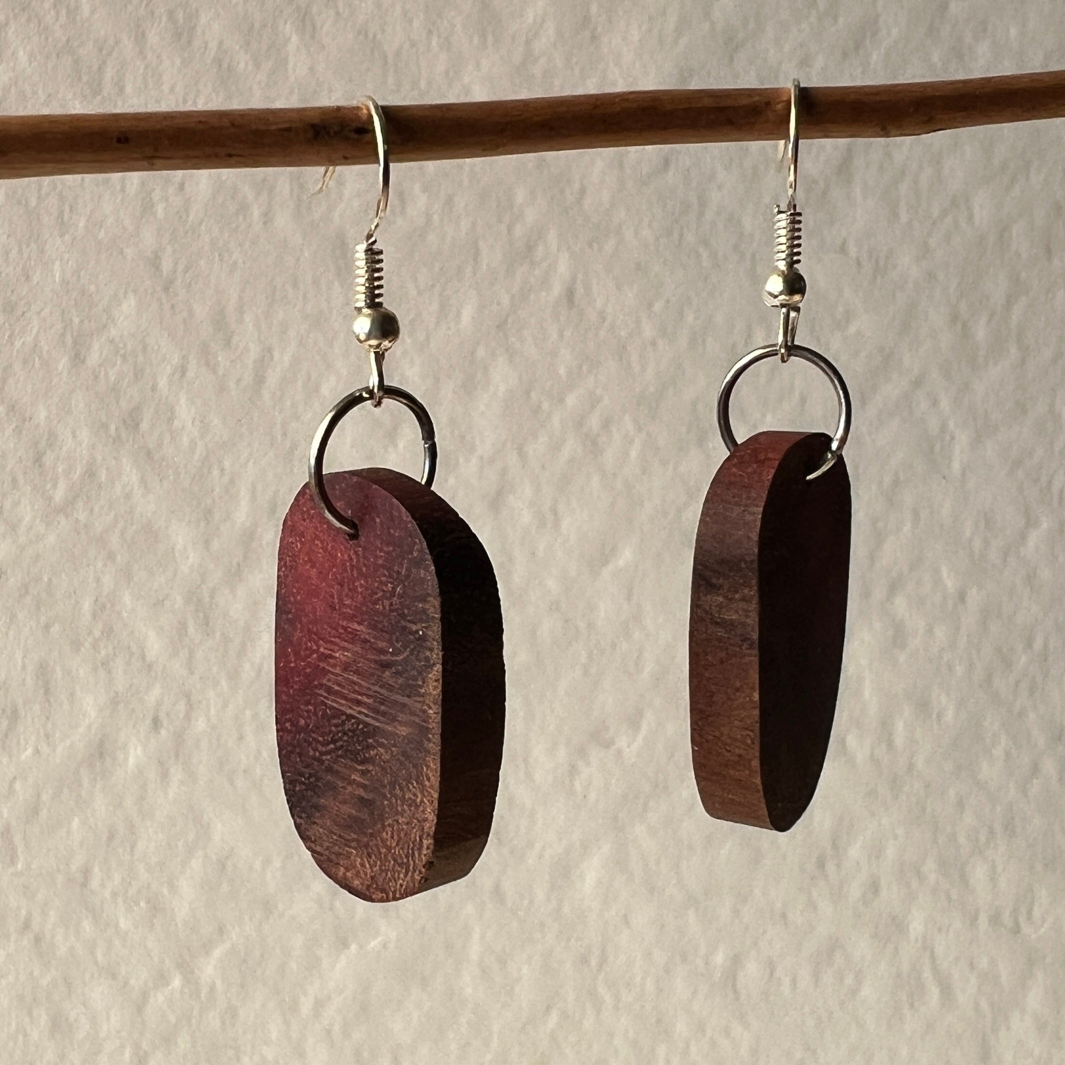 Unique Earrings Handmade from Recycled Timber