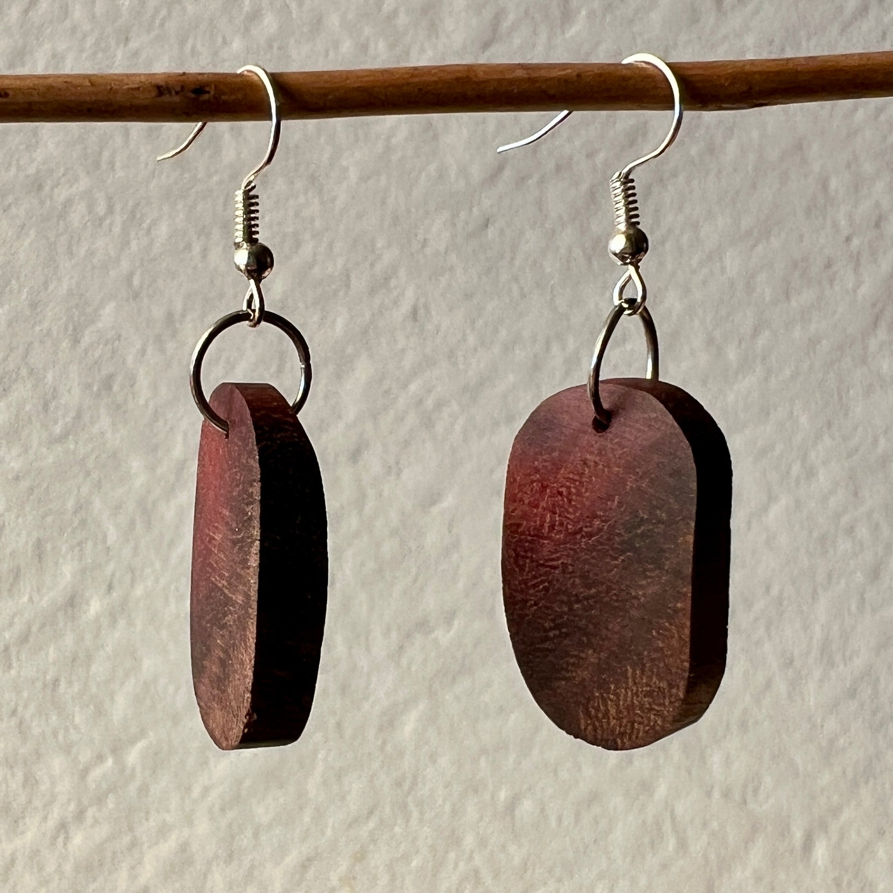 Unique Earrings Handmade from Recycled Timber