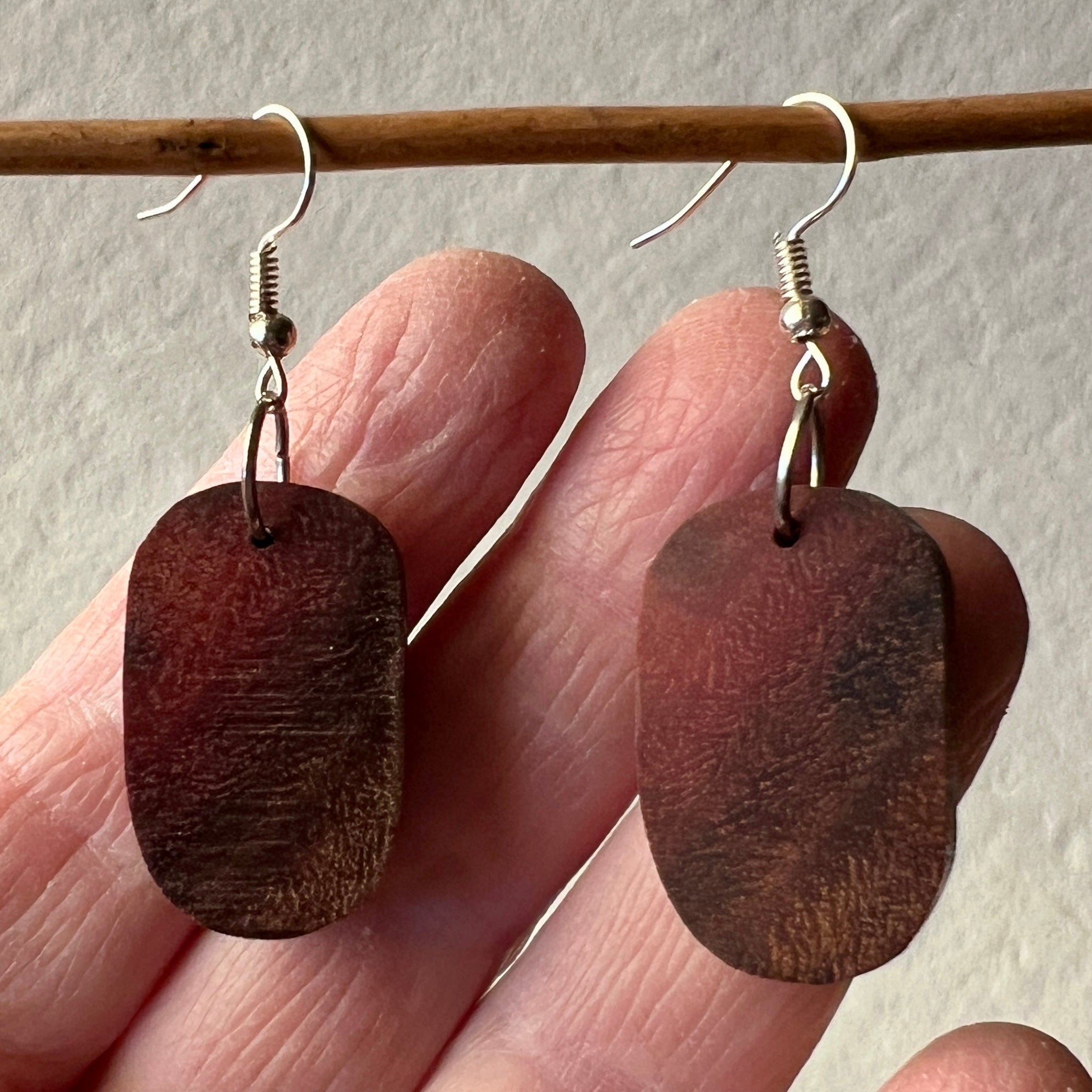 Unique Earrings Handmade from Recycled Timber