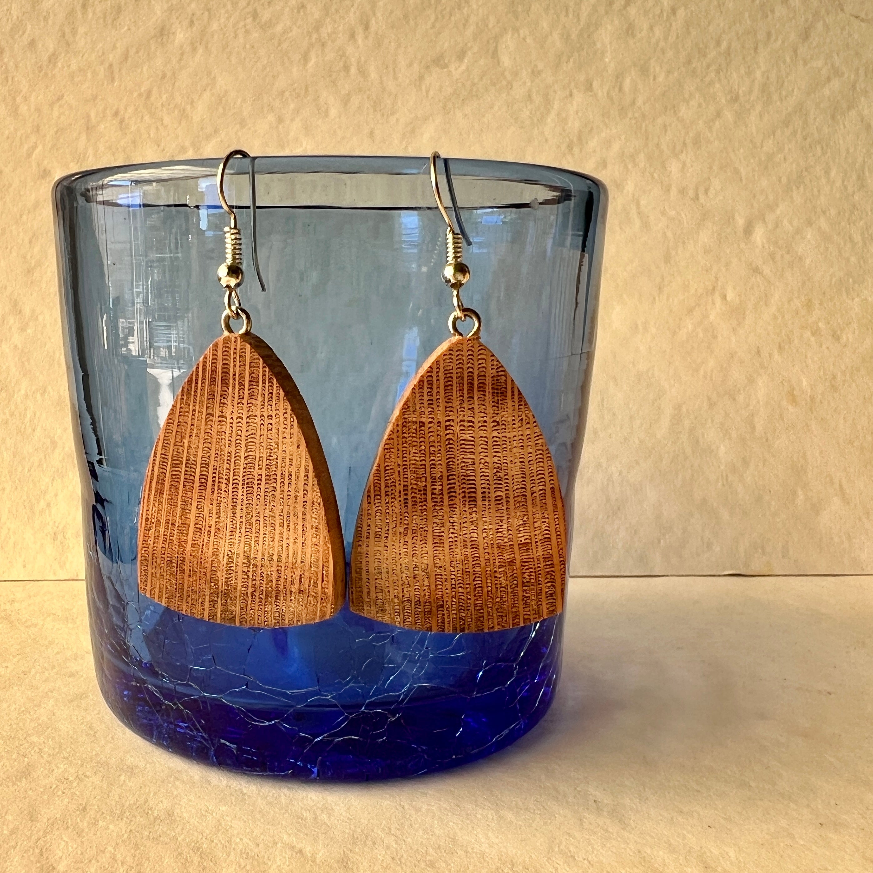 Unique Wooden Earrings in Silky Oak - Handmade from Recycled Timber
