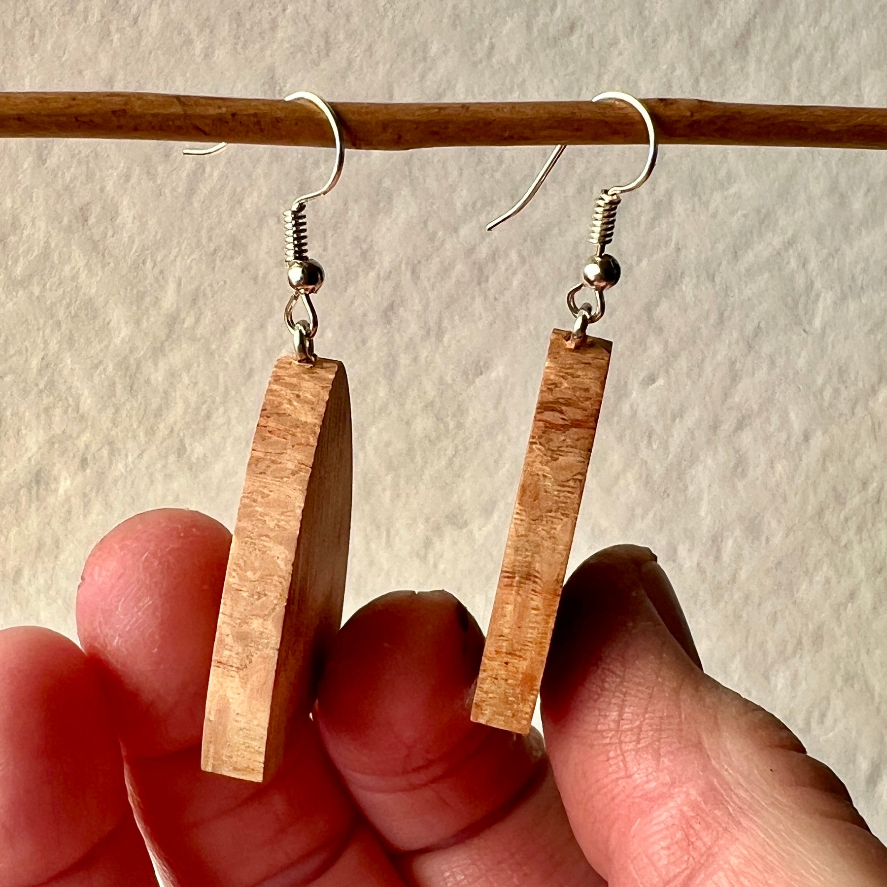 Unique Wooden Earrings in Silky Oak - Handmade from Recycled Timber