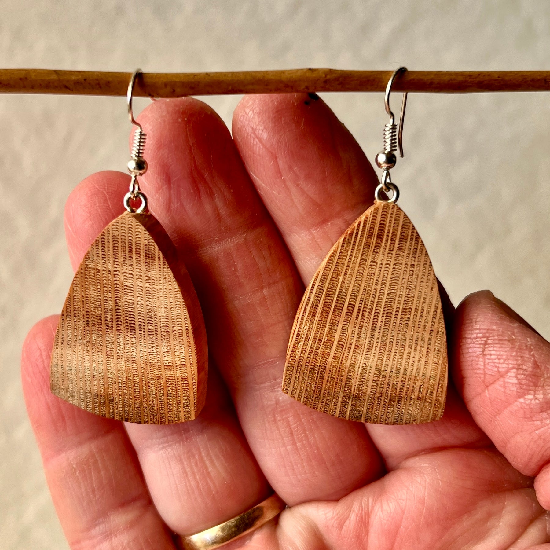 Unique Wooden Earrings in Silky Oak - Handmade from Recycled Timber