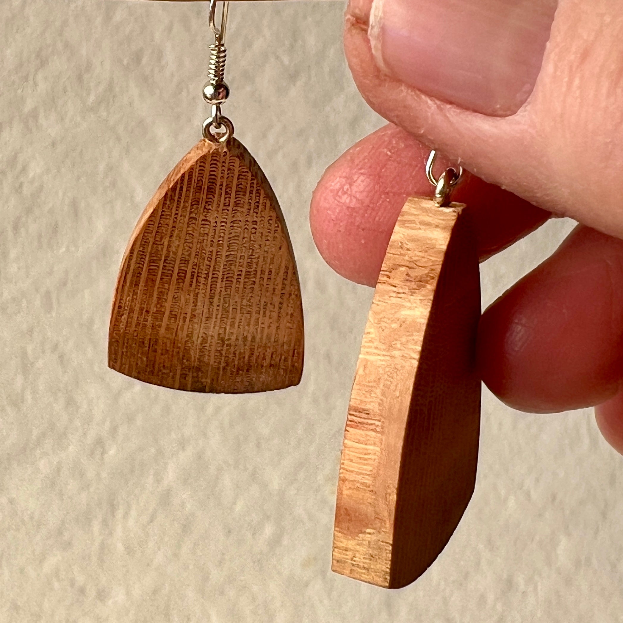 Unique Wooden Earrings in Silky Oak - Handmade from Recycled Timber