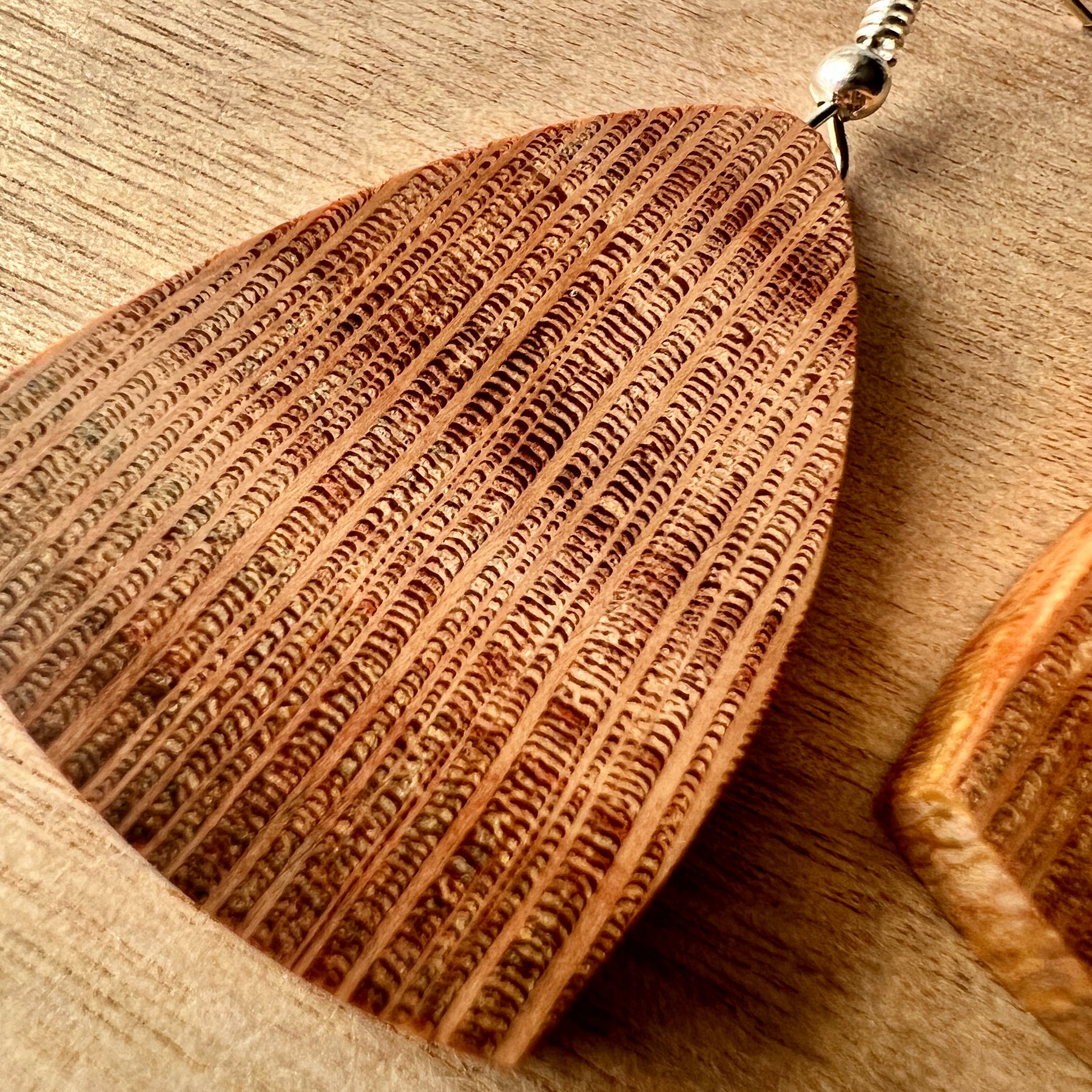 Unique Wooden Earrings in Silky Oak - Handmade from Recycled Timber