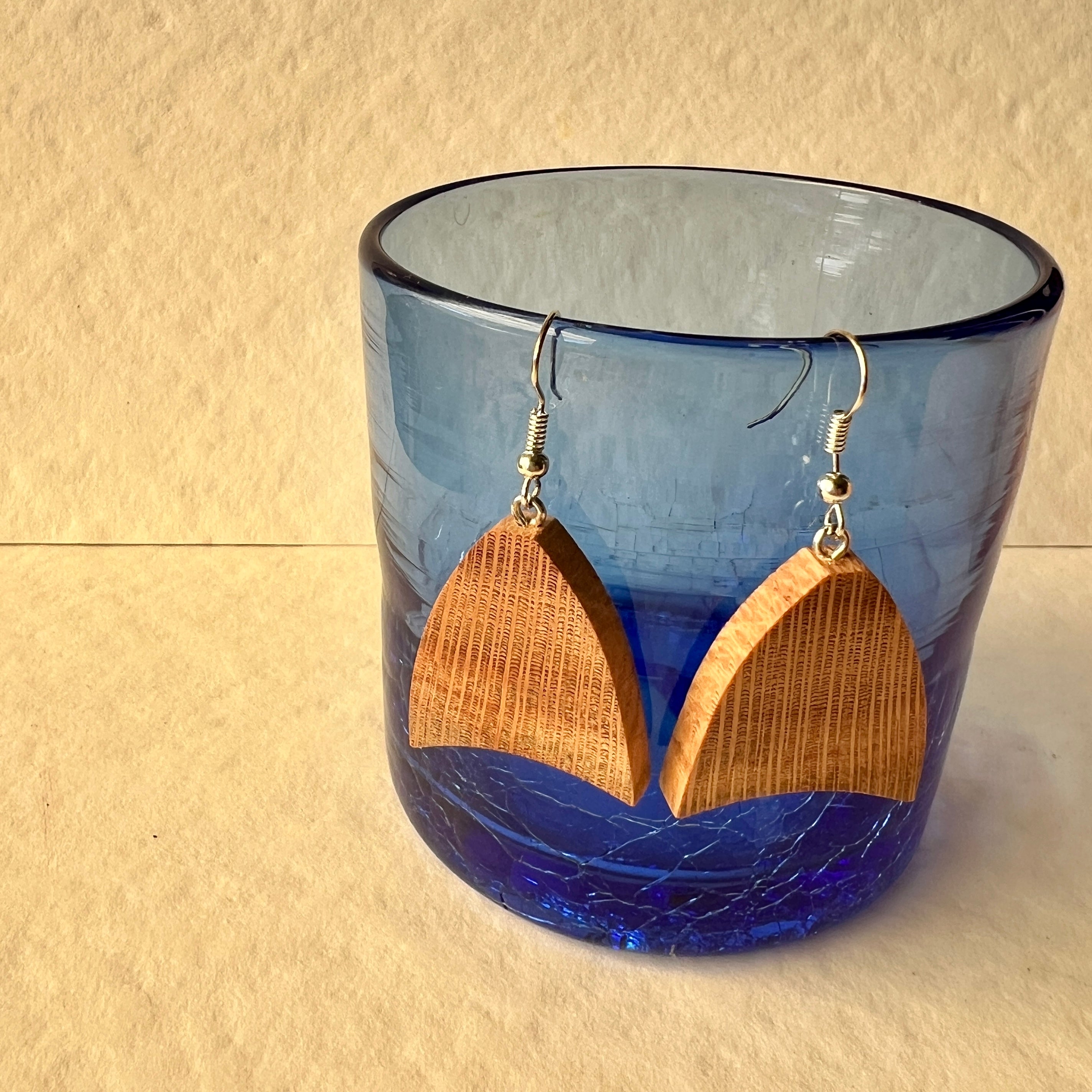 Unique Wooden Earrings in in Silky Oak - Handmade from Recycled Timber