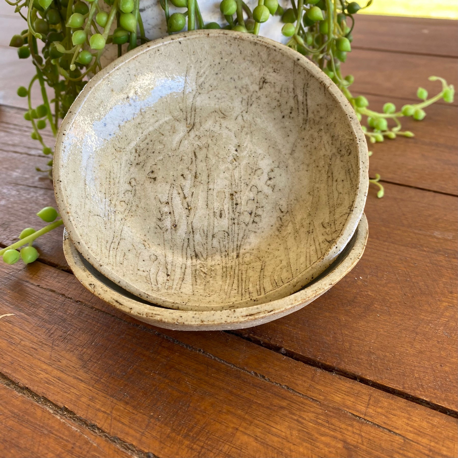 Set of 2 Handcrafted Textured Ceramic Bowls|Handmade Pottery
