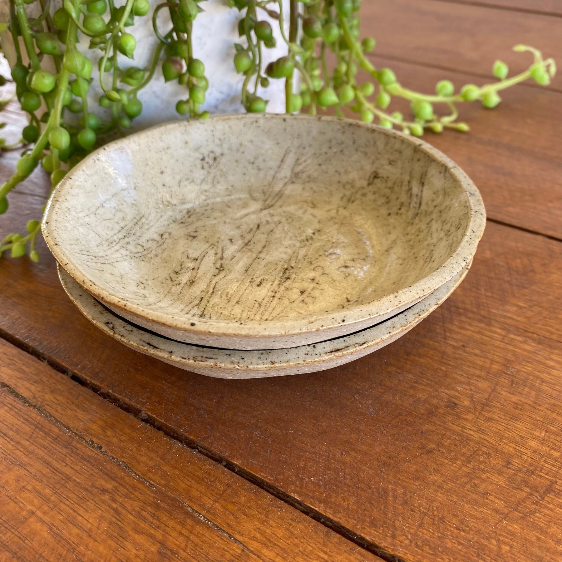 Set of 2 Handcrafted Textured Ceramic Bowls|Handmade Pottery