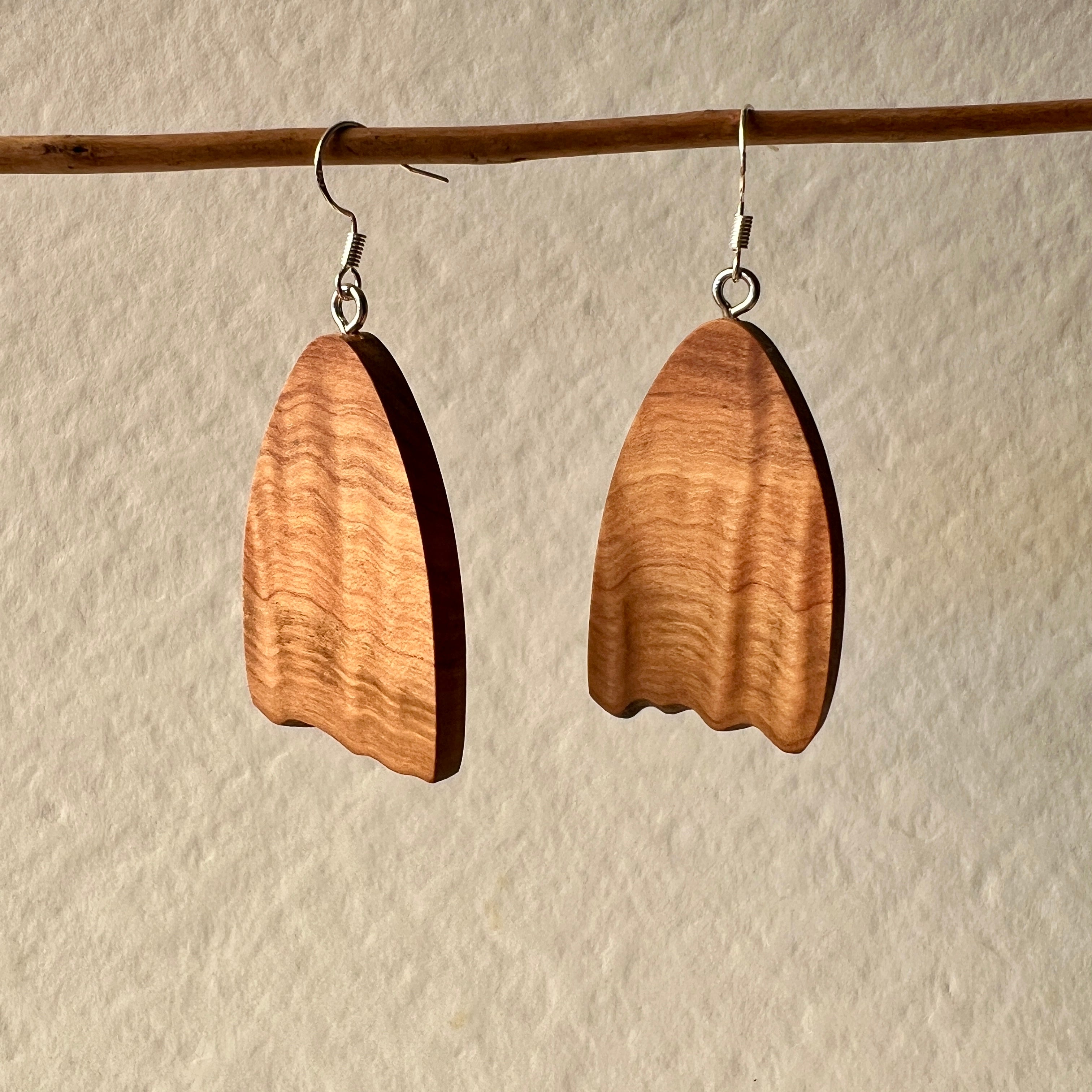 Unique Wooden Earrings - Handmade from Recycled Timber