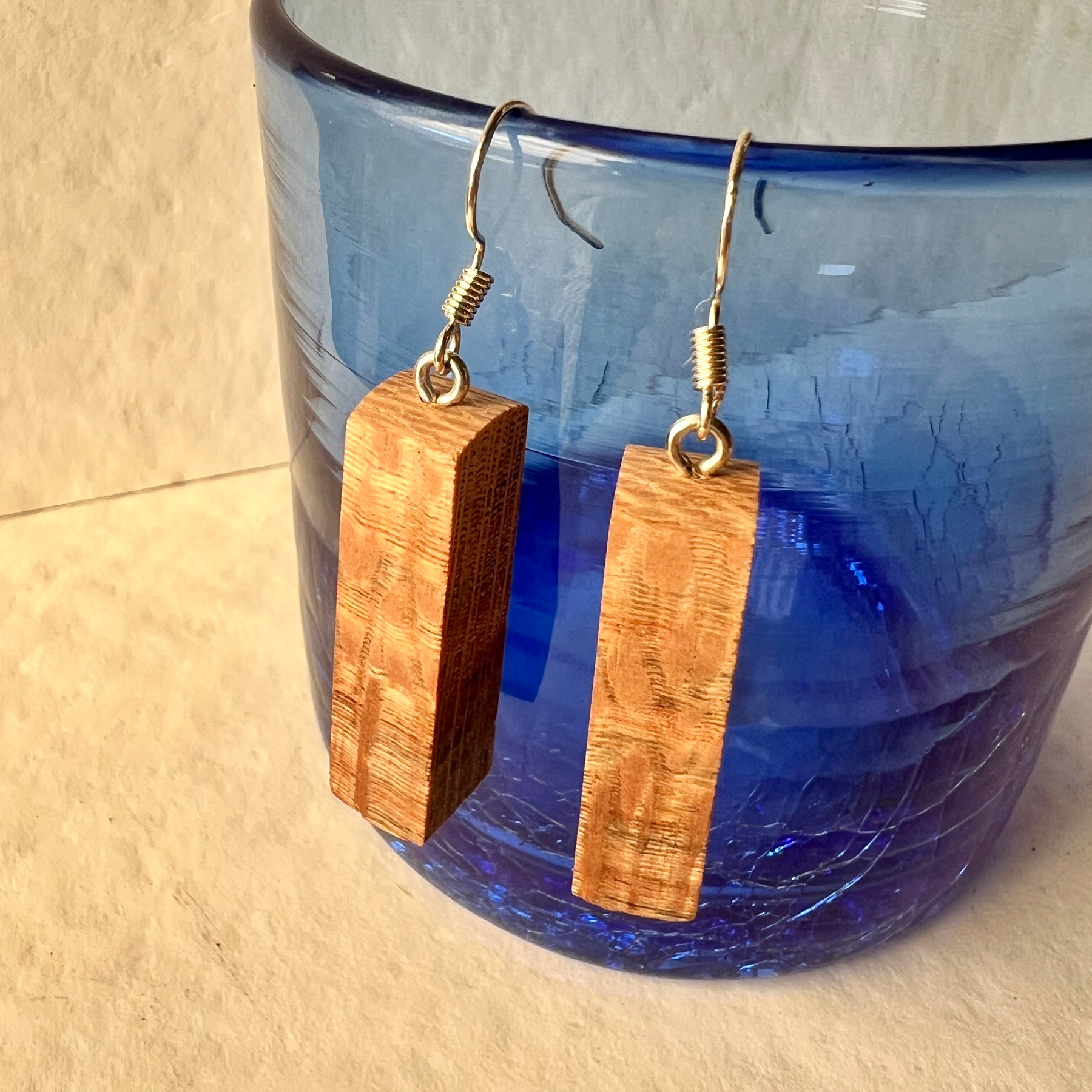 Wooden Earrings in Silky Oak - Handmade Unique One of a Kind Earrings