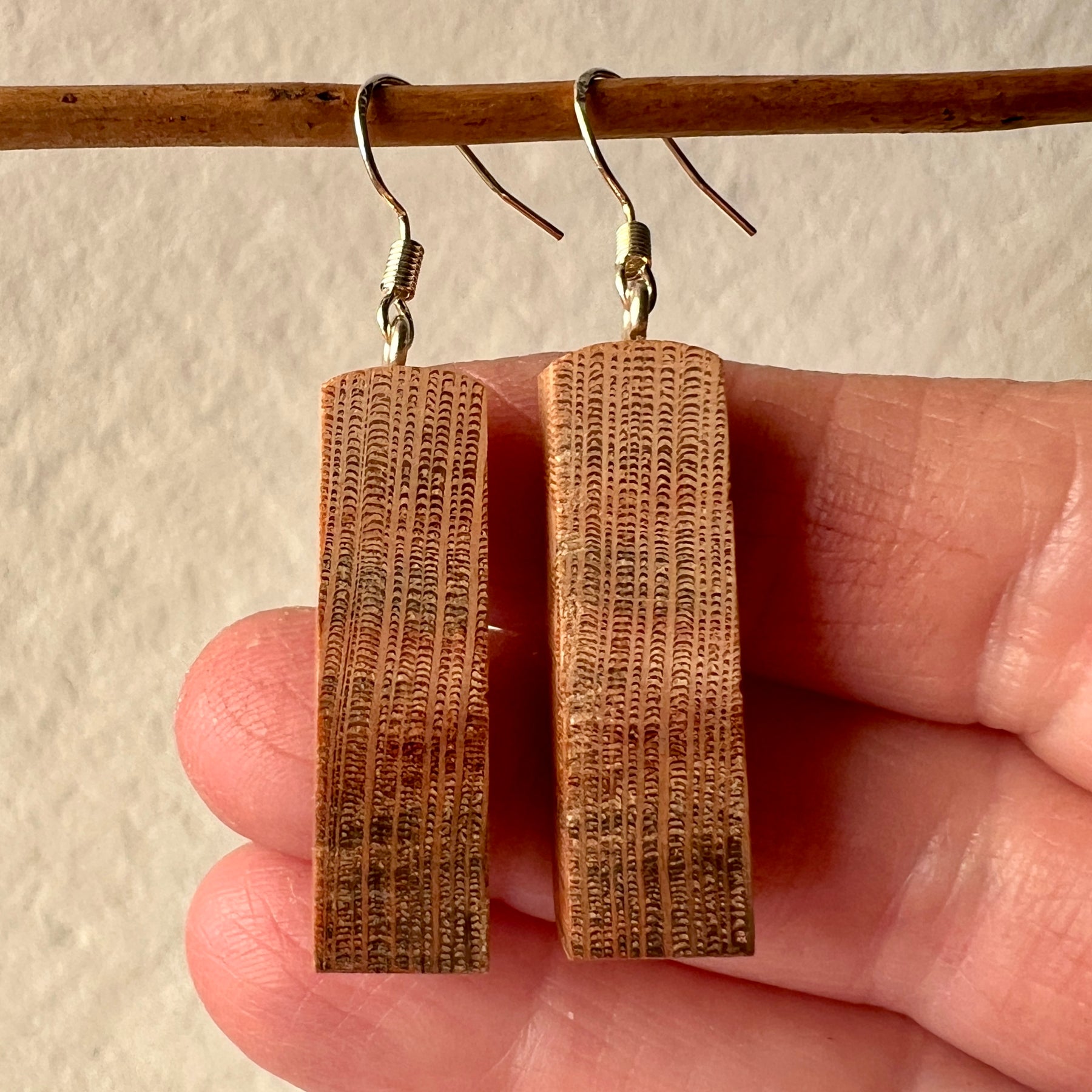 Wooden Earrings in Silky Oak - Handmade Unique One of a Kind Earrings
