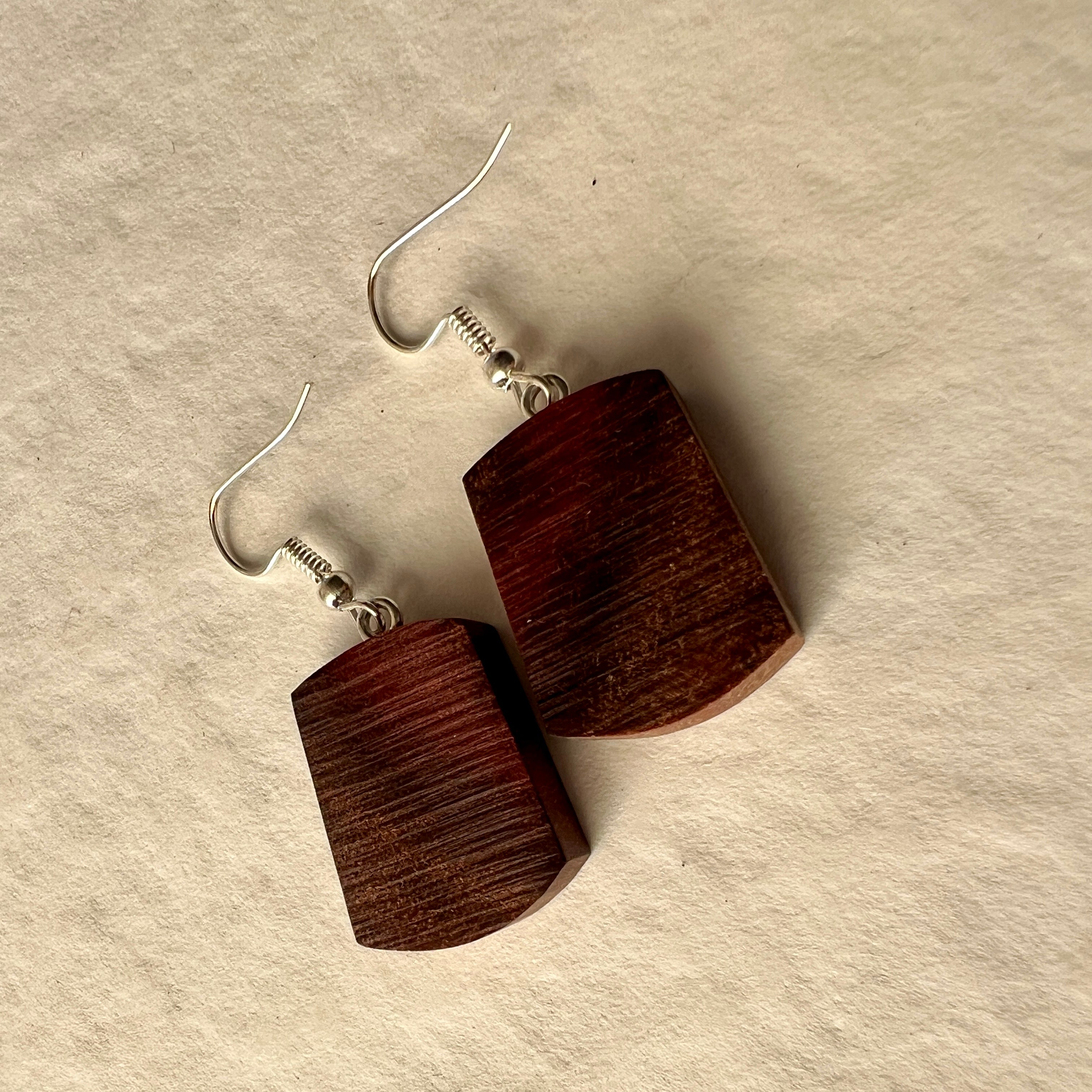 Unique Earrings Handmade from Recycled Timber