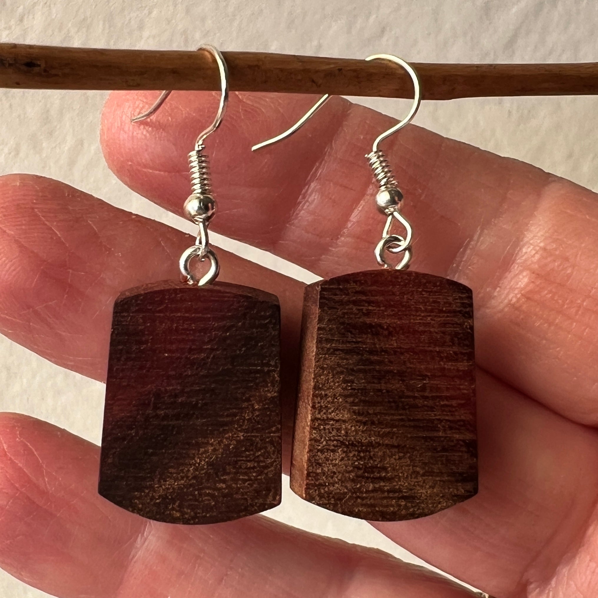 Unique Earrings Handmade from Recycled Timber