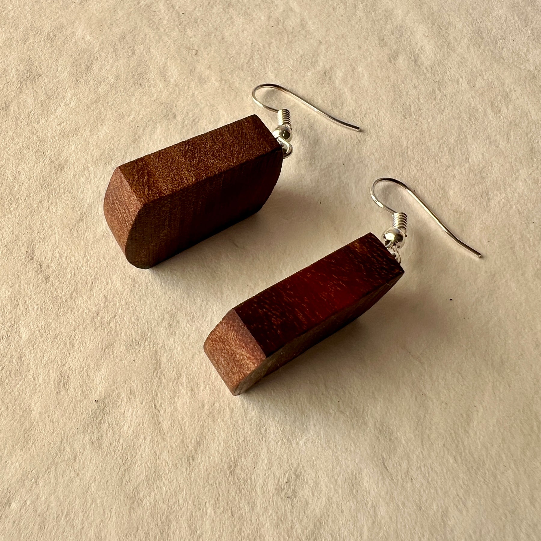Unique Earrings Handmade from Recycled Timber