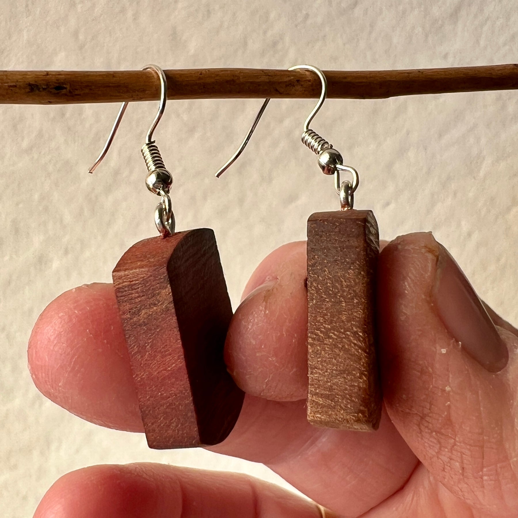 Unique Earrings Handmade from Recycled Timber
