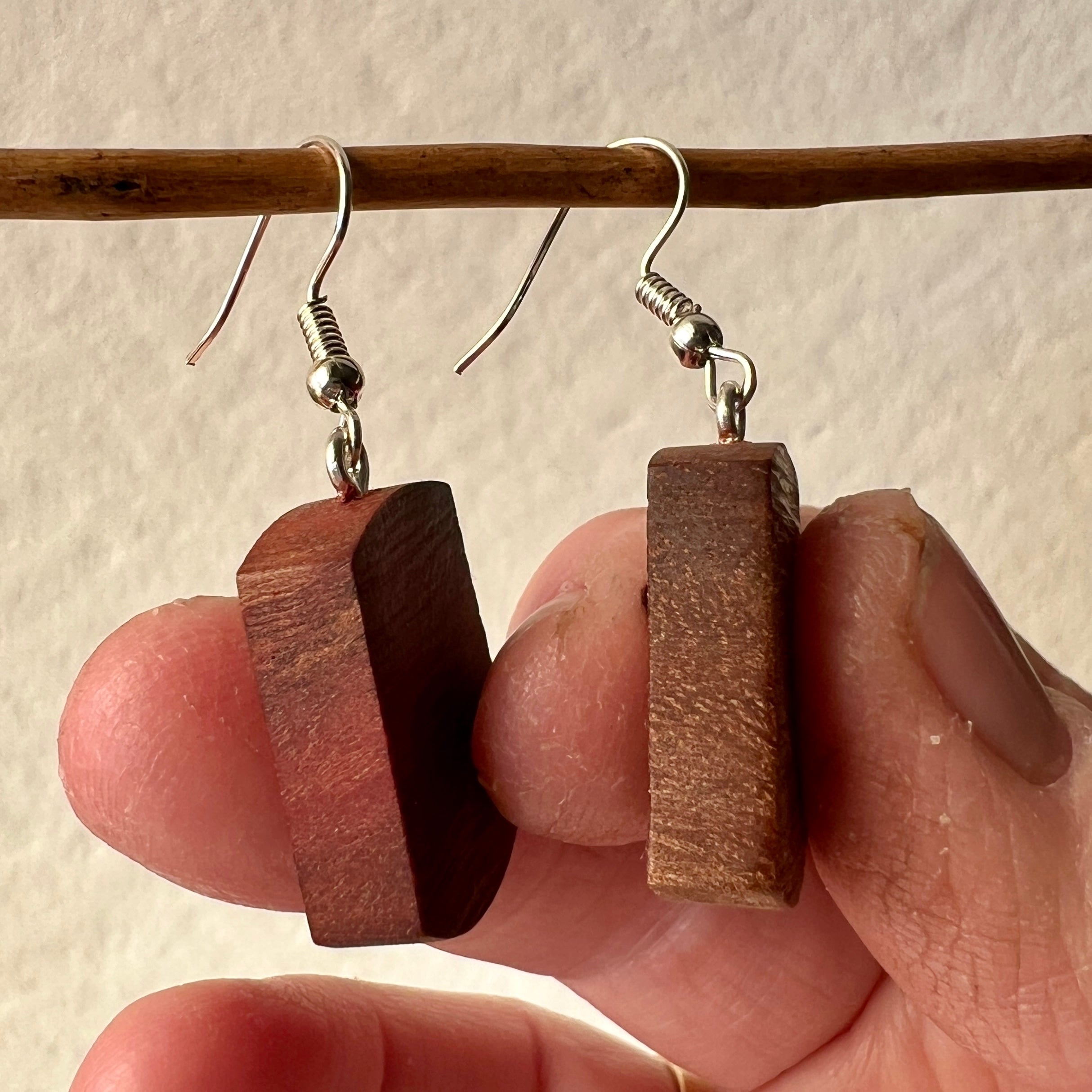 Unique Earrings Handmade from Recycled Timber
