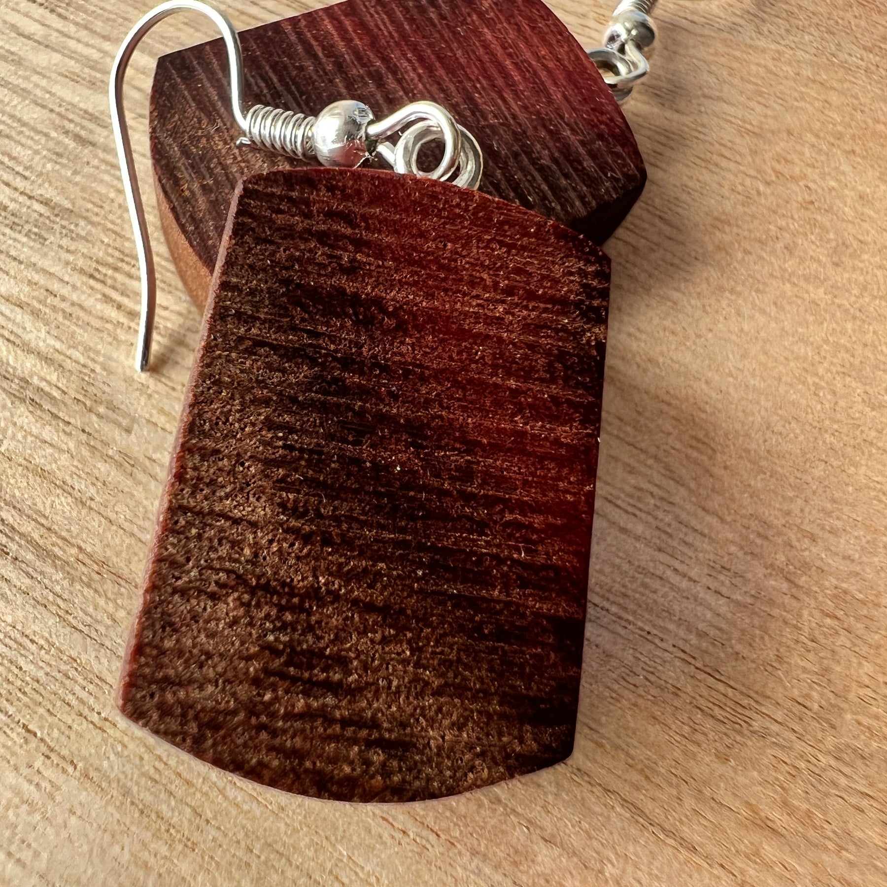 Unique Earrings Handmade from Recycled Timber