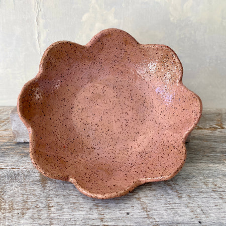 Pink Flower shaped ceramic bowl