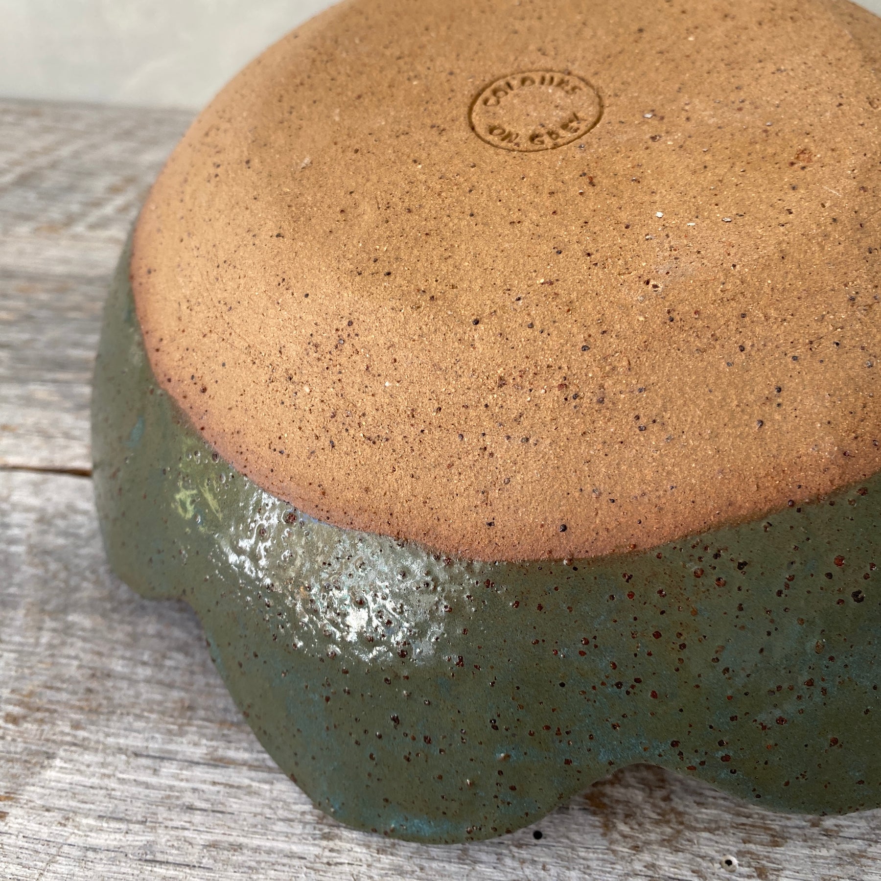 Ceramic Bowl | Flower Design | Teal and Rustic |