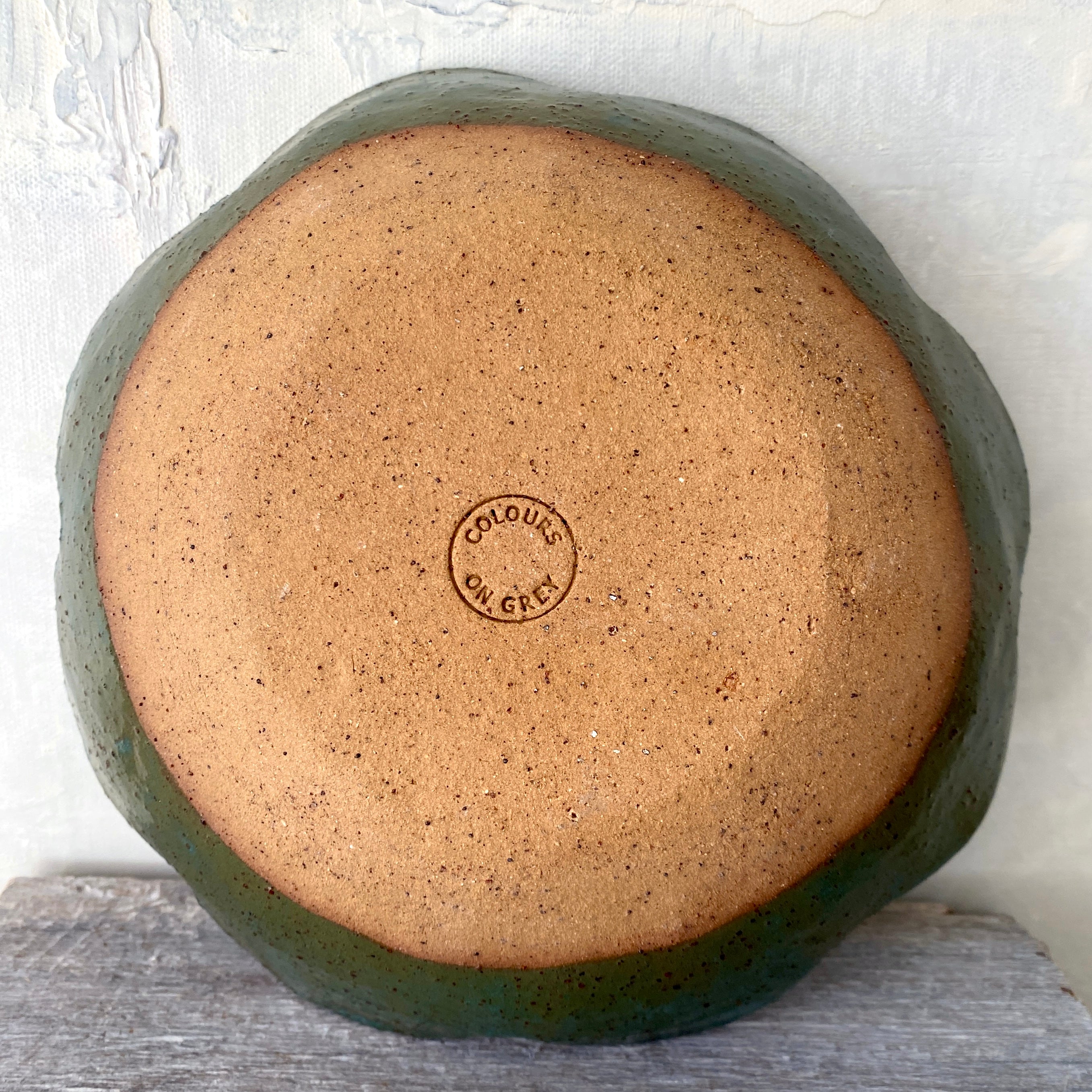Ceramic Bowl | Flower Design | Teal and Rustic |