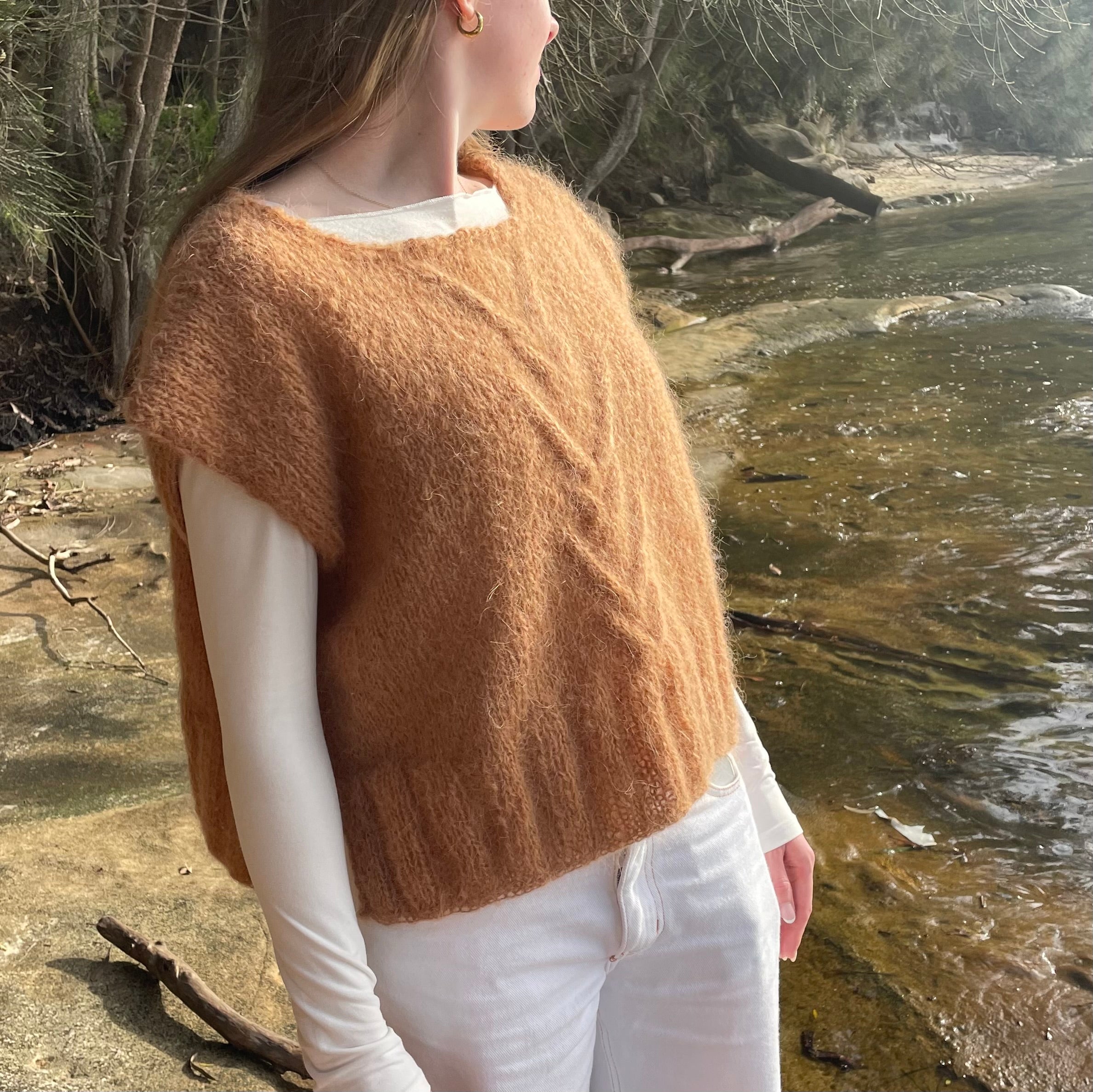 Tan Mohair Oversized Vest