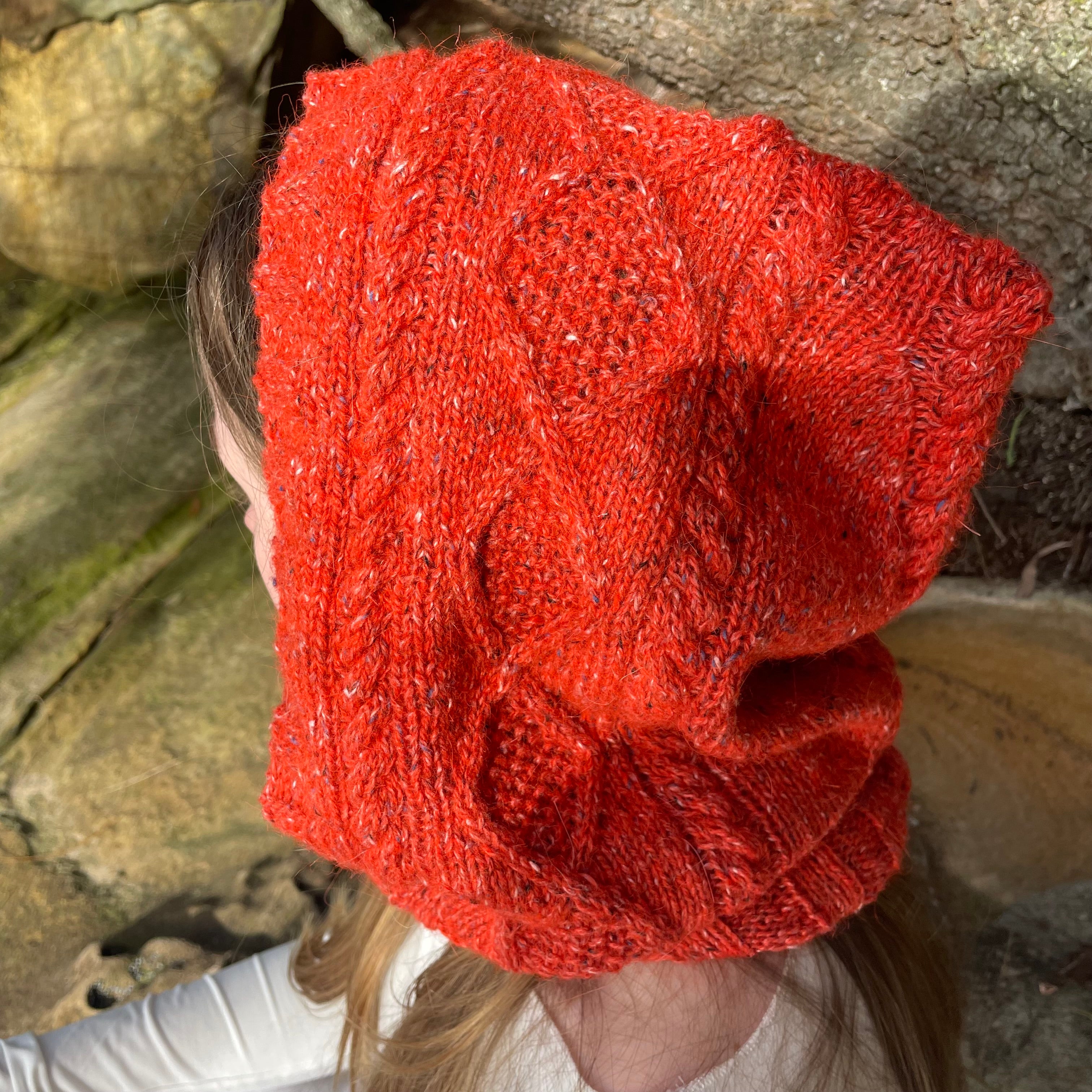 Orange Tweed Hooded Cowl and Gloves Set