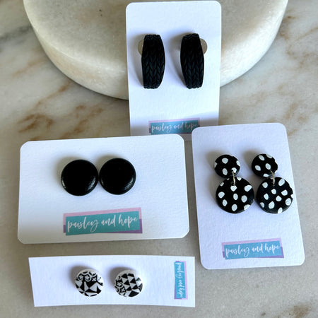 Polymer Clay & Faux Leather Black & White Gift Pack