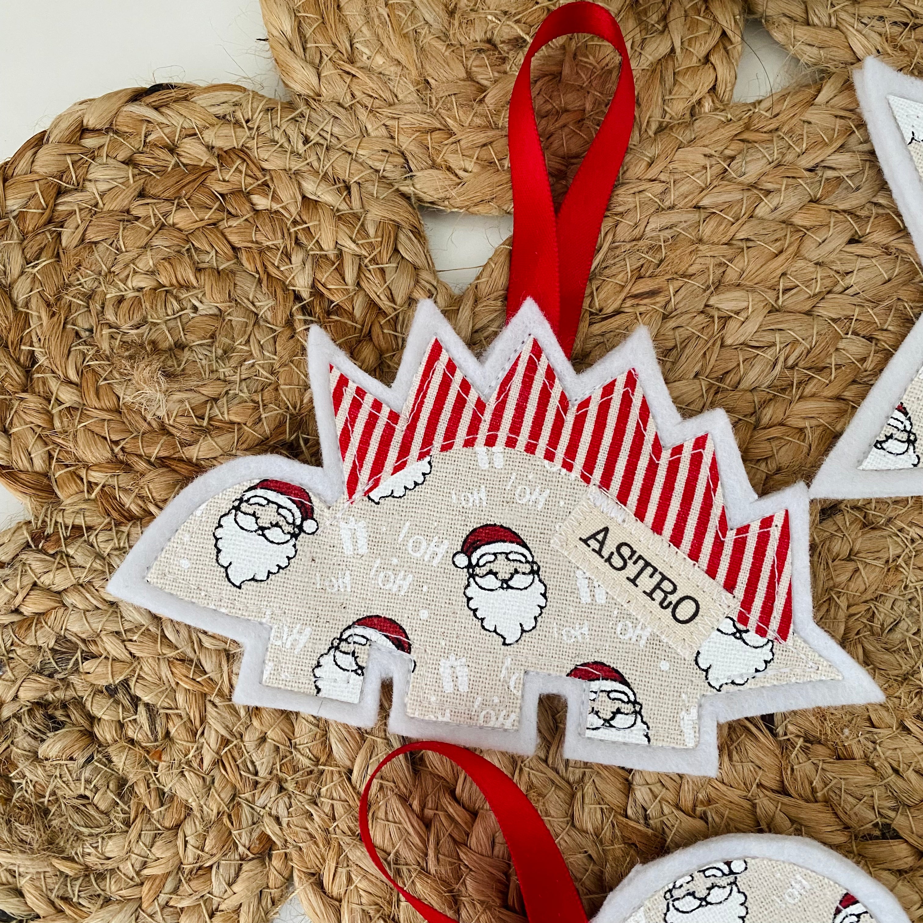 Set of 4 Appliqued Christmas Decorations - Personalised - Various Designs