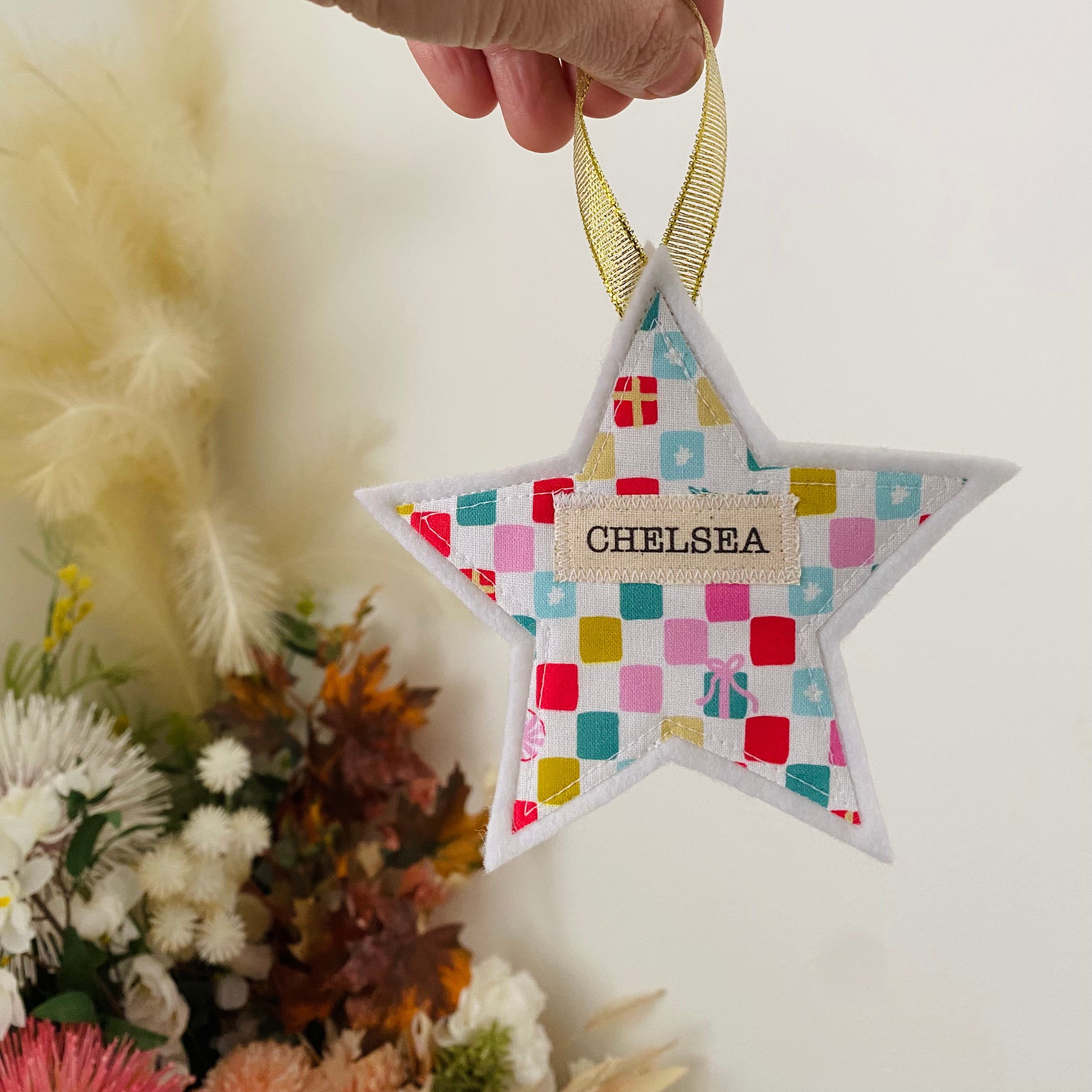 Set of 4 Appliqued Christmas decorations - Various designs - Personalised