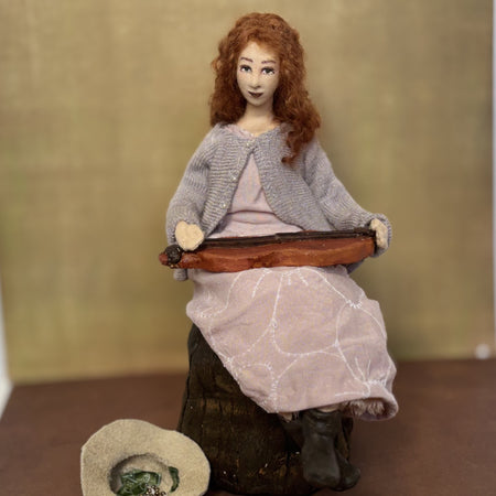 Busker mixed media Art Doll with dulcimer