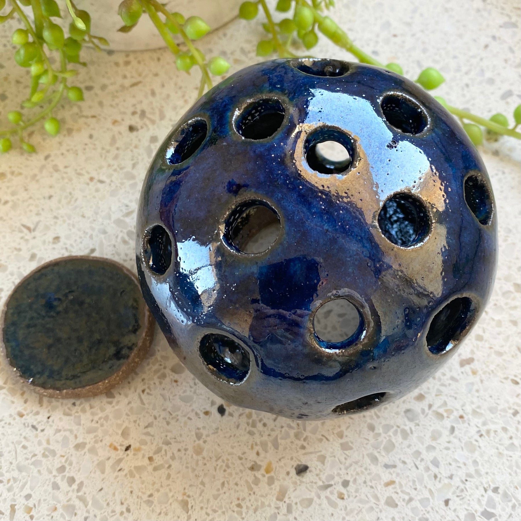 Round Ceramic Tea-light Holder|Handmade Pottery