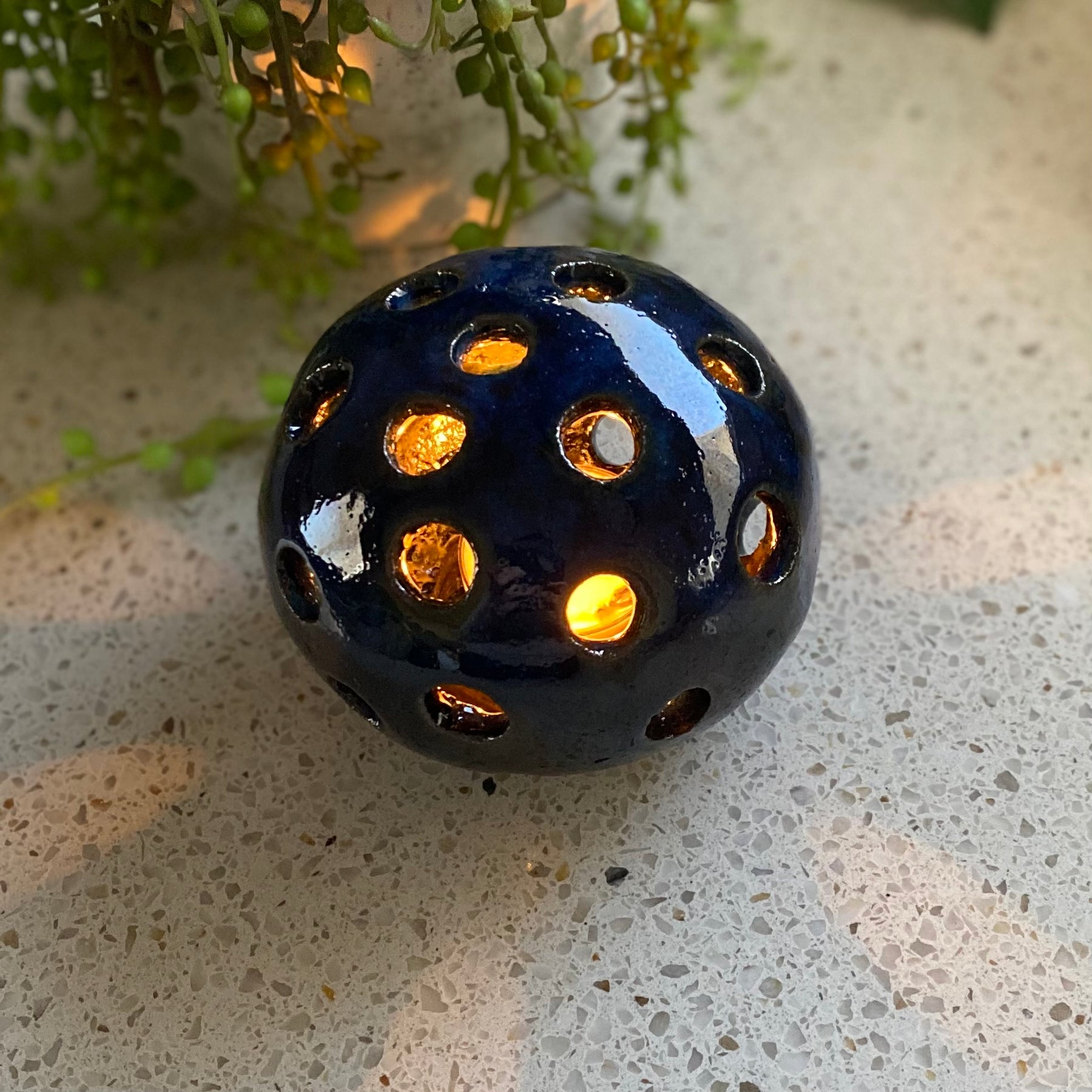 Round Ceramic Tea-light Holder|Handmade Pottery