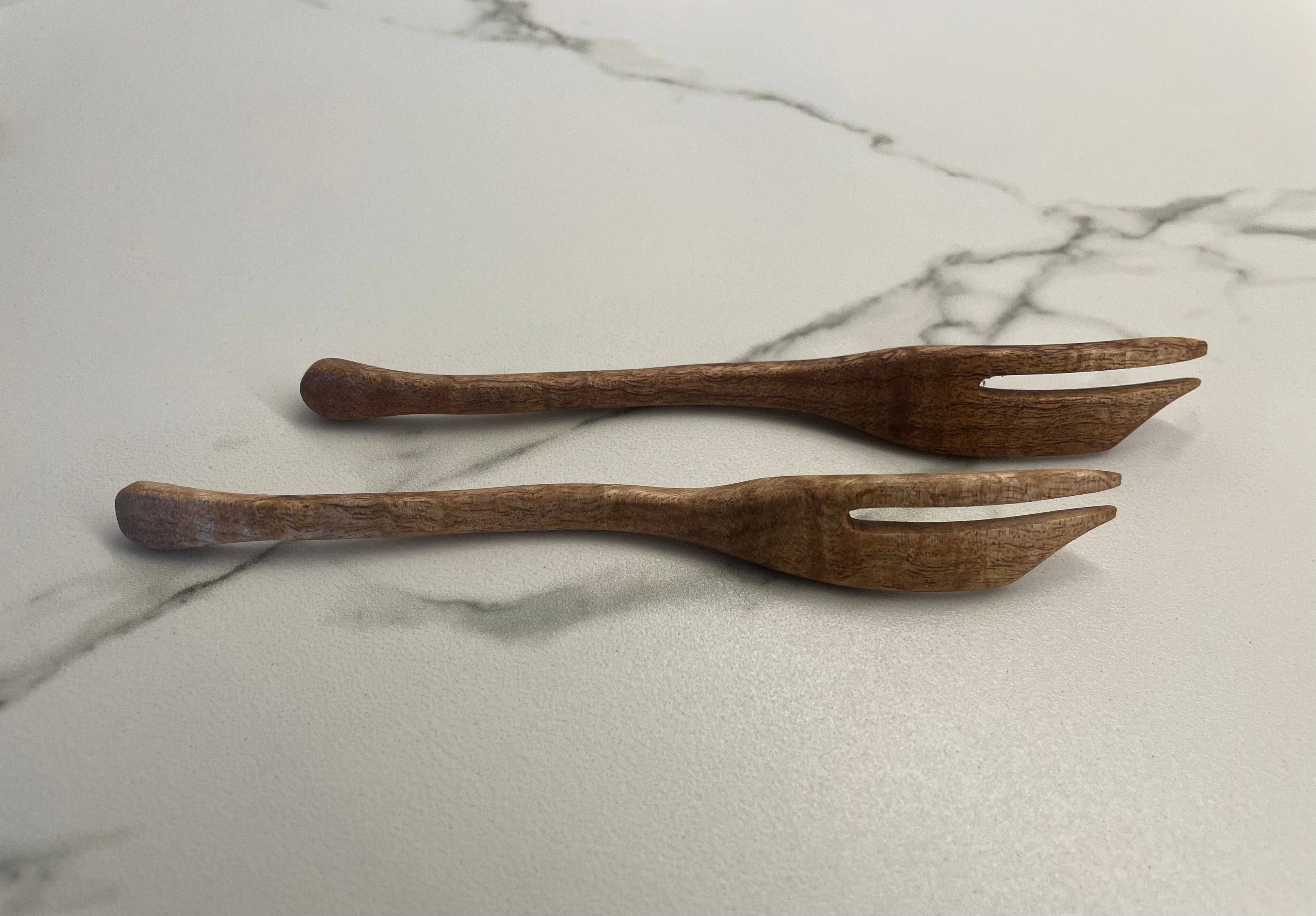 Wood Cake knife and 2 matching cake forks