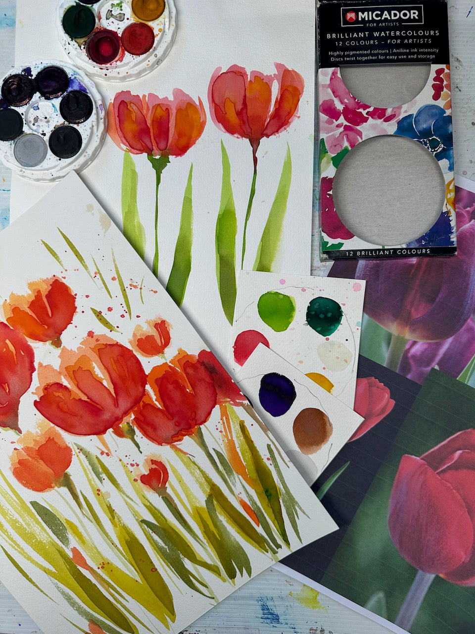 Greeting Card Painting Tutorials ~ Flowers