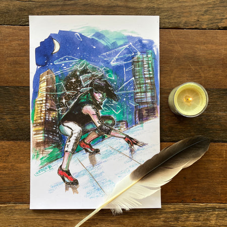 Breaker of Glass Ceilings. Original Sketch A4 print.