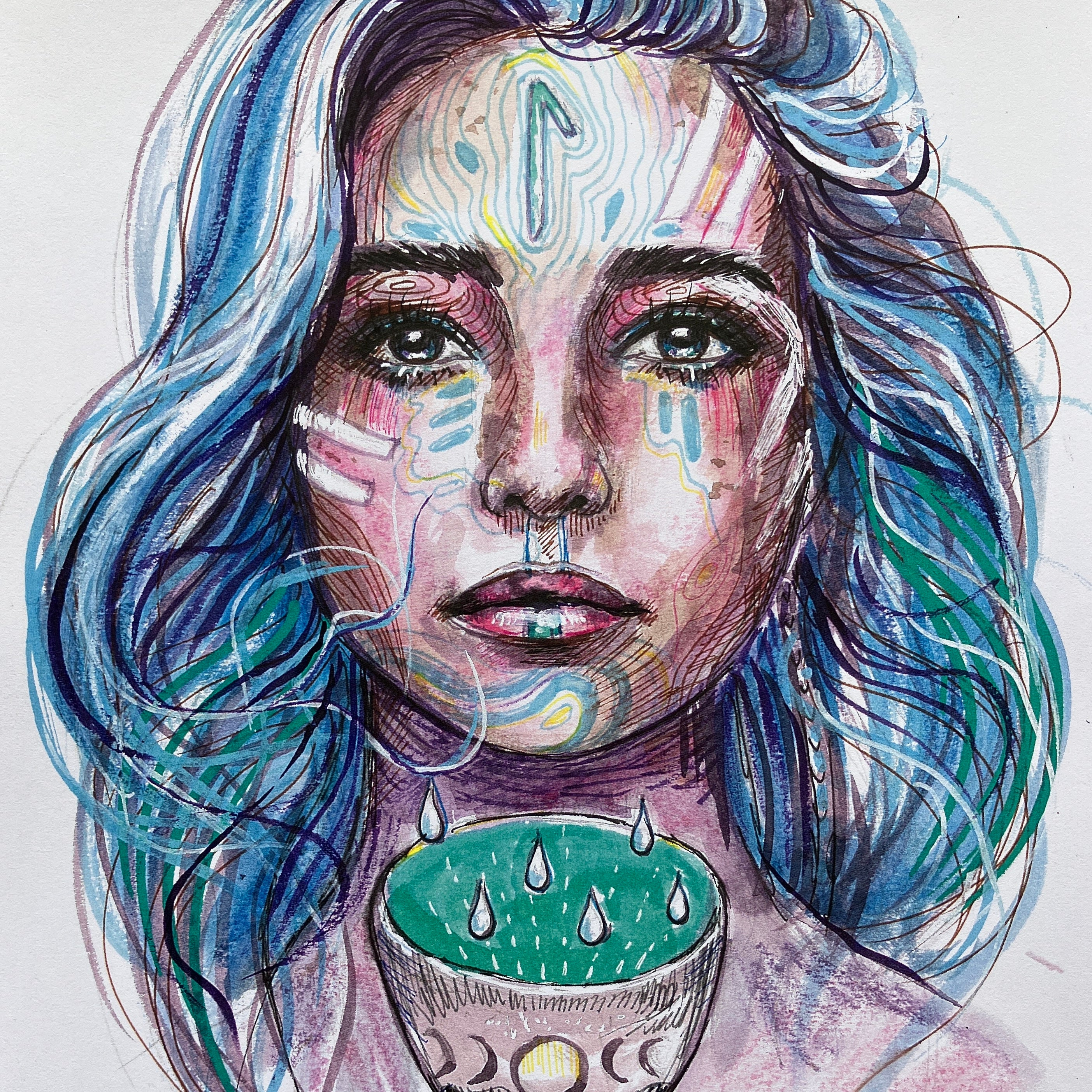 The Catcher of Tears. Original Sketch A4 print.