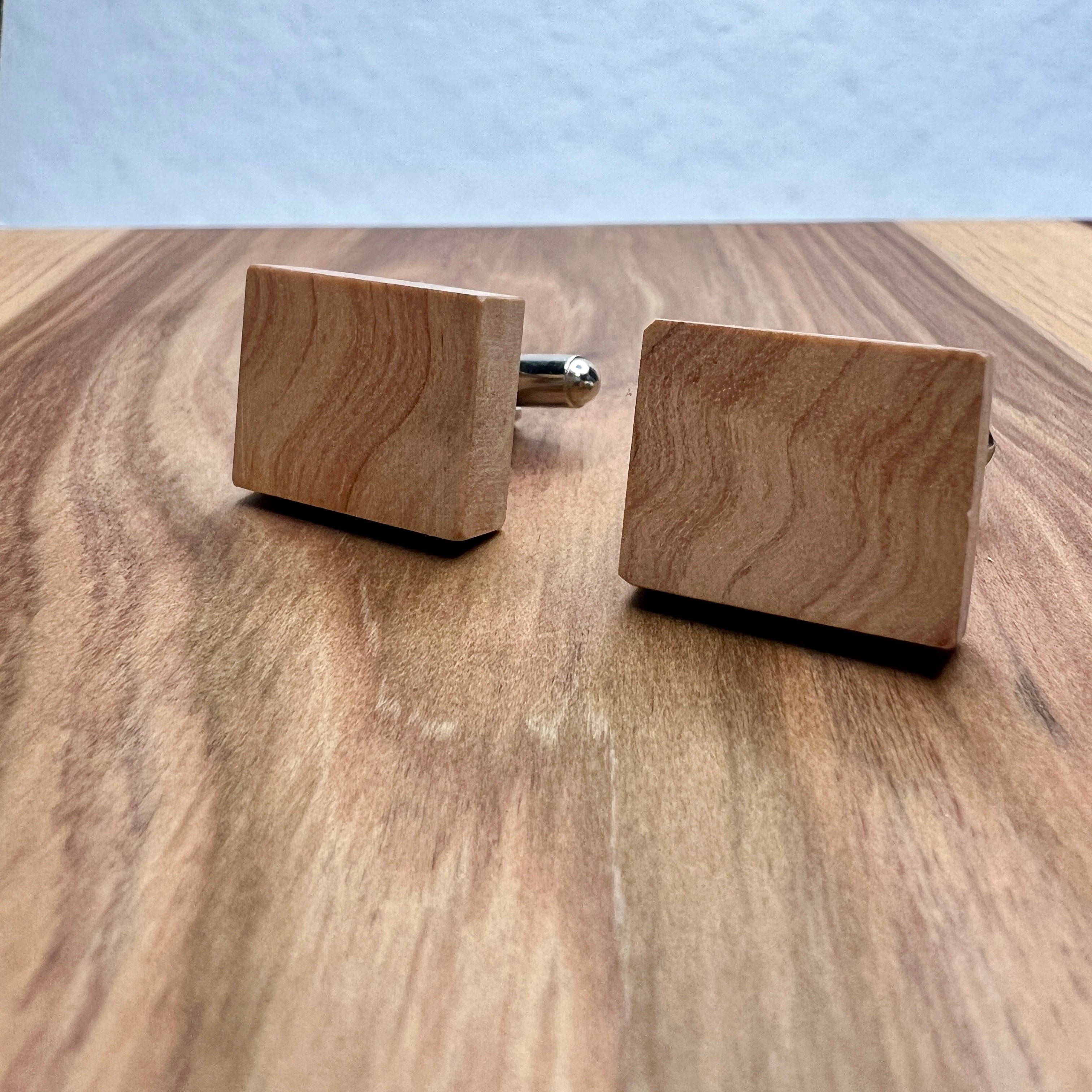 Unique Wooden Cufflinks - Handcrafted from Recycled Timber - Rectangle Shape | Wedding Cufflinks