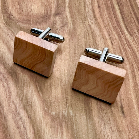 Unique Wooden Cufflinks - Handcrafted from Recycled Timber - Rectangle Shape | Wedding Cufflinks
