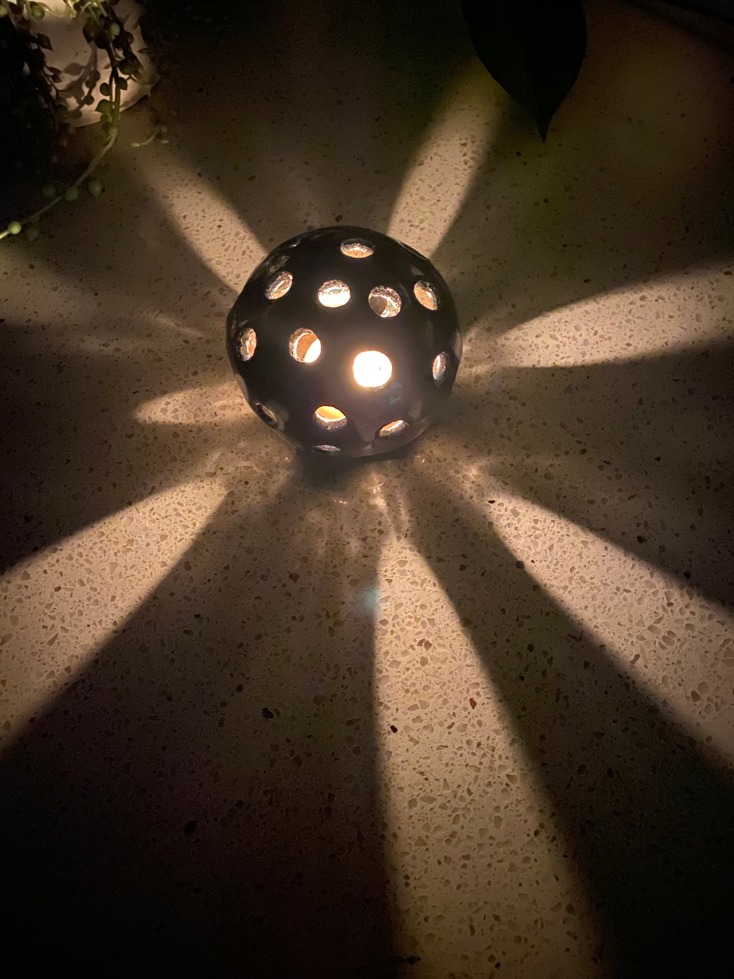 Round Ceramic Tea-light Holder|Handmade Pottery