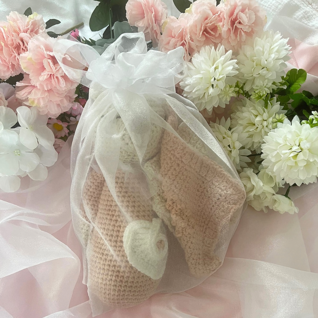 Handmade Crochet Teddy Bear Gift Set - Crochet Baby Gift Pack