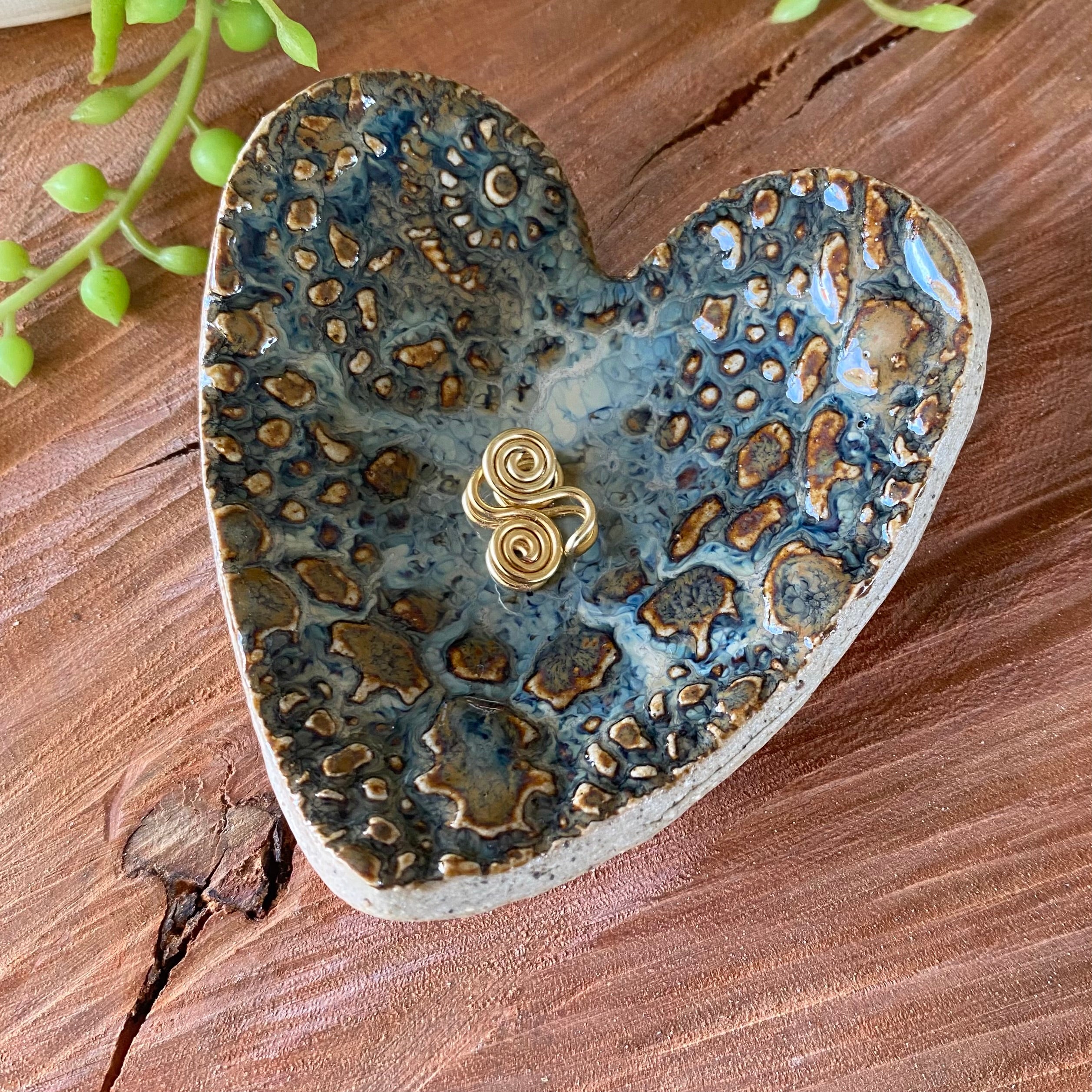 Heart Shaped Jewellery Dish / Handmade Pottery