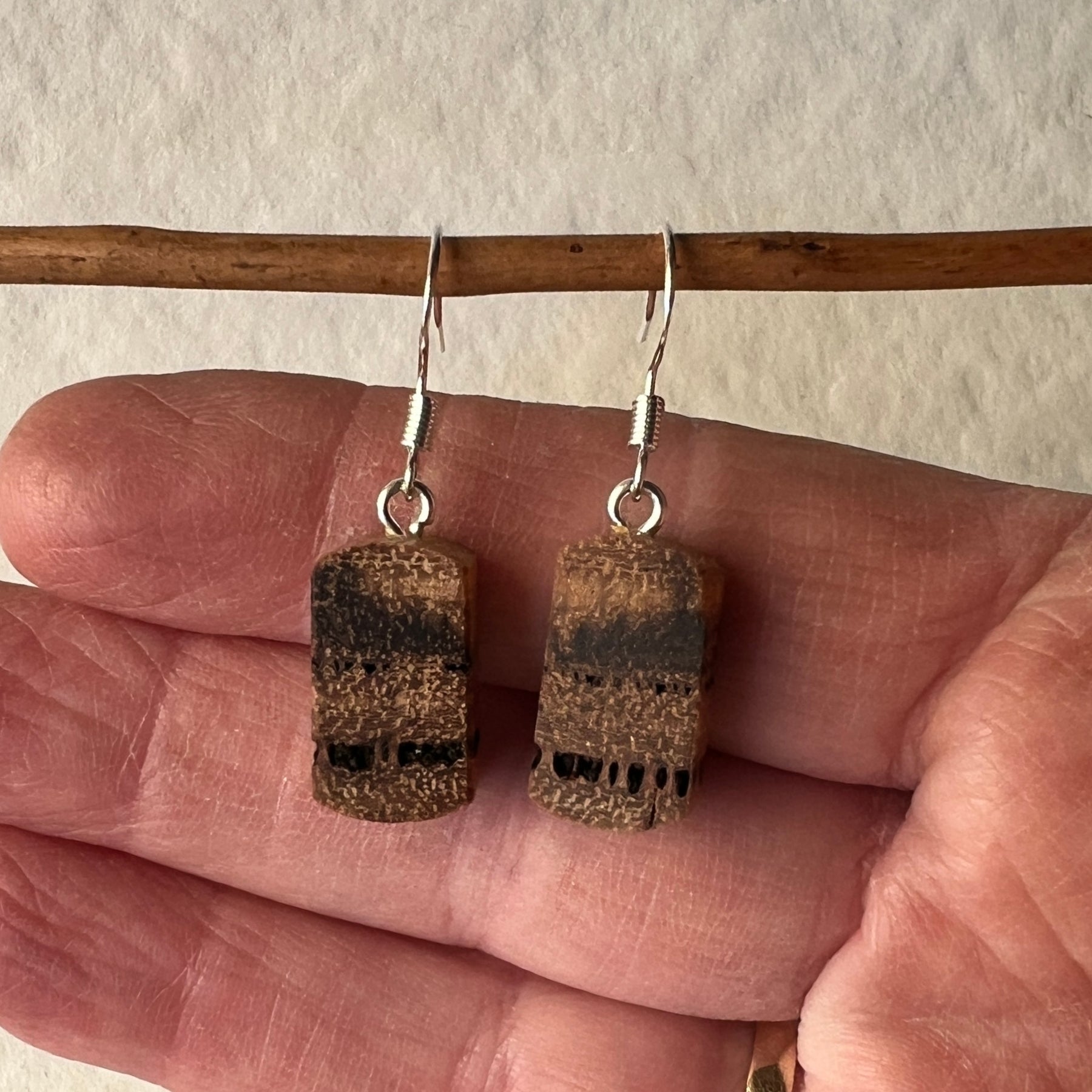 Unique Earrings Handmade from Recycled Timber