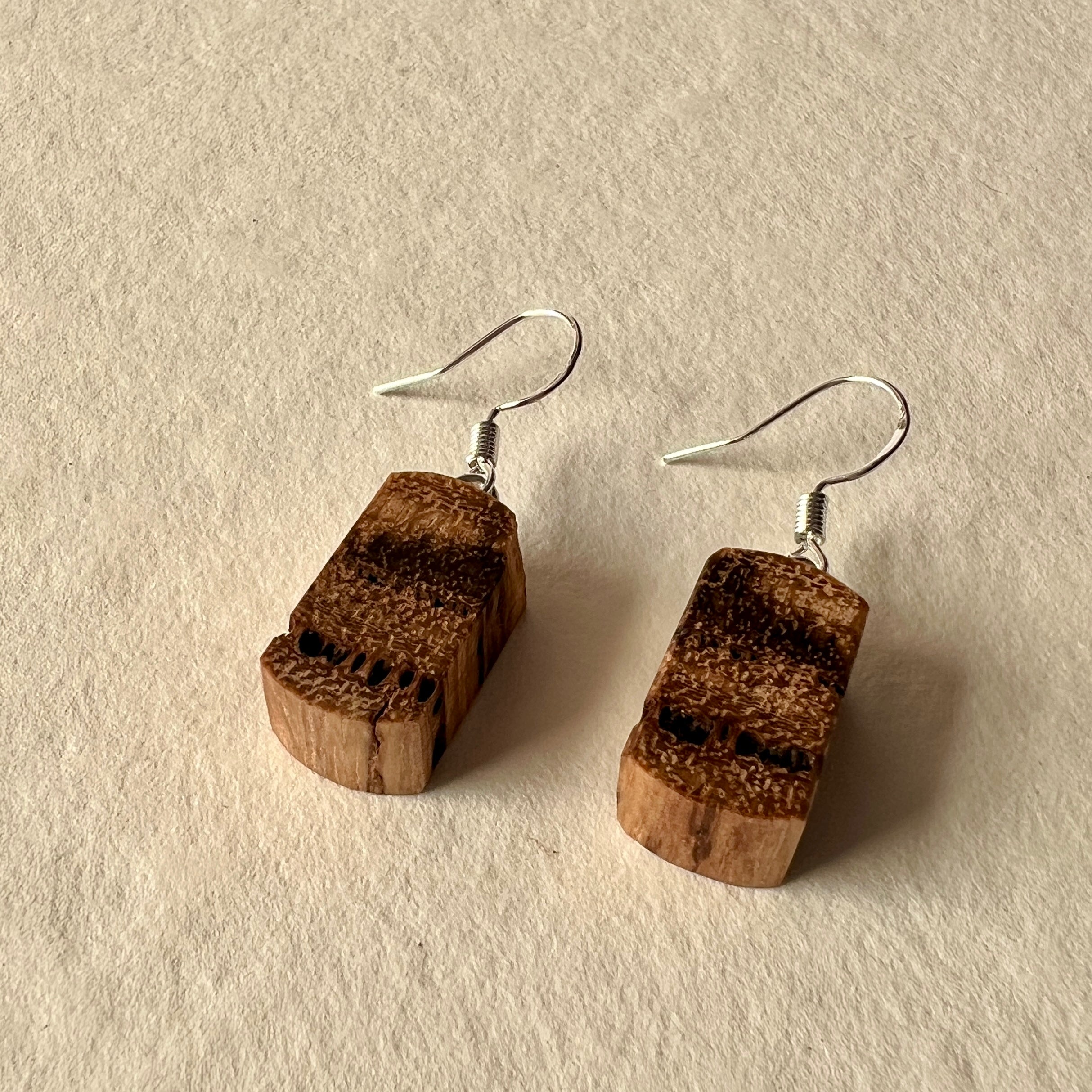 Unique Earrings Handmade from Recycled Timber
