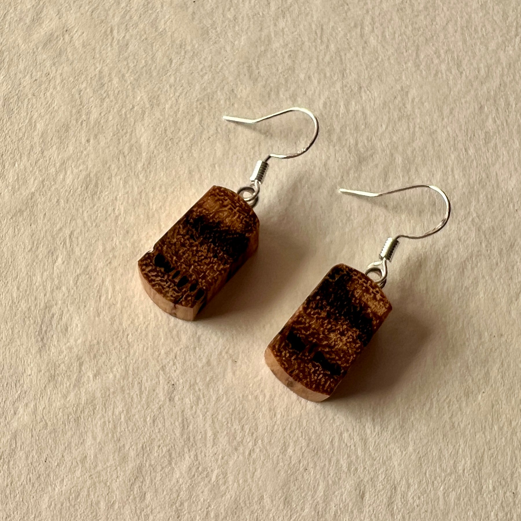 Unique Earrings Handmade from Recycled Timber