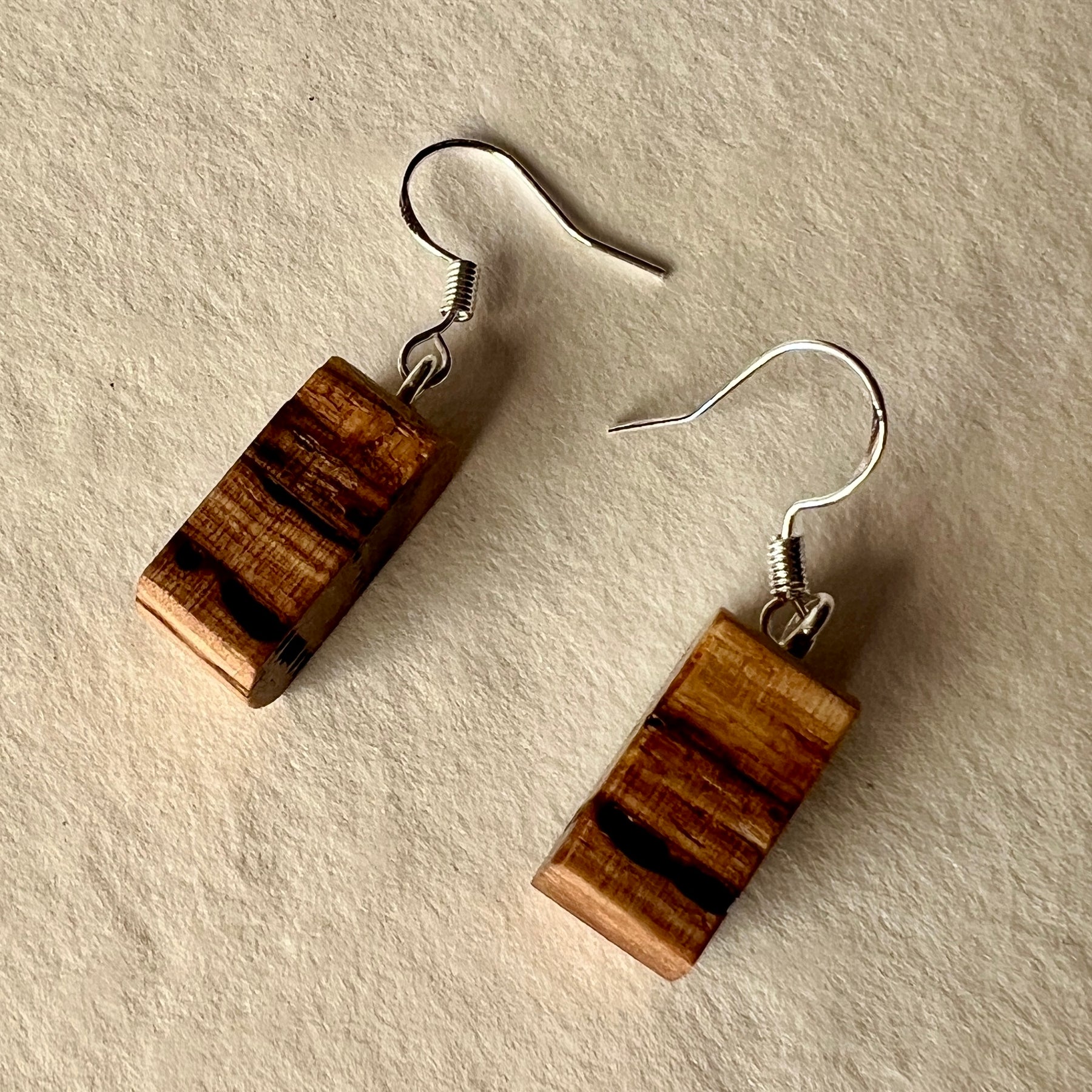Unique Earrings Handmade from Recycled Timber