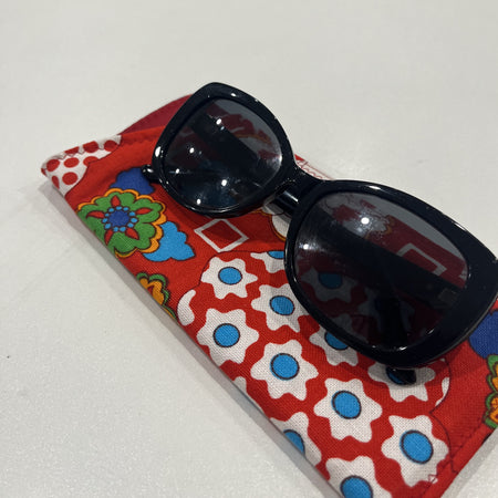 gorgeous red patterned vintage fabric sunglass pouch - violetclothing - free postage